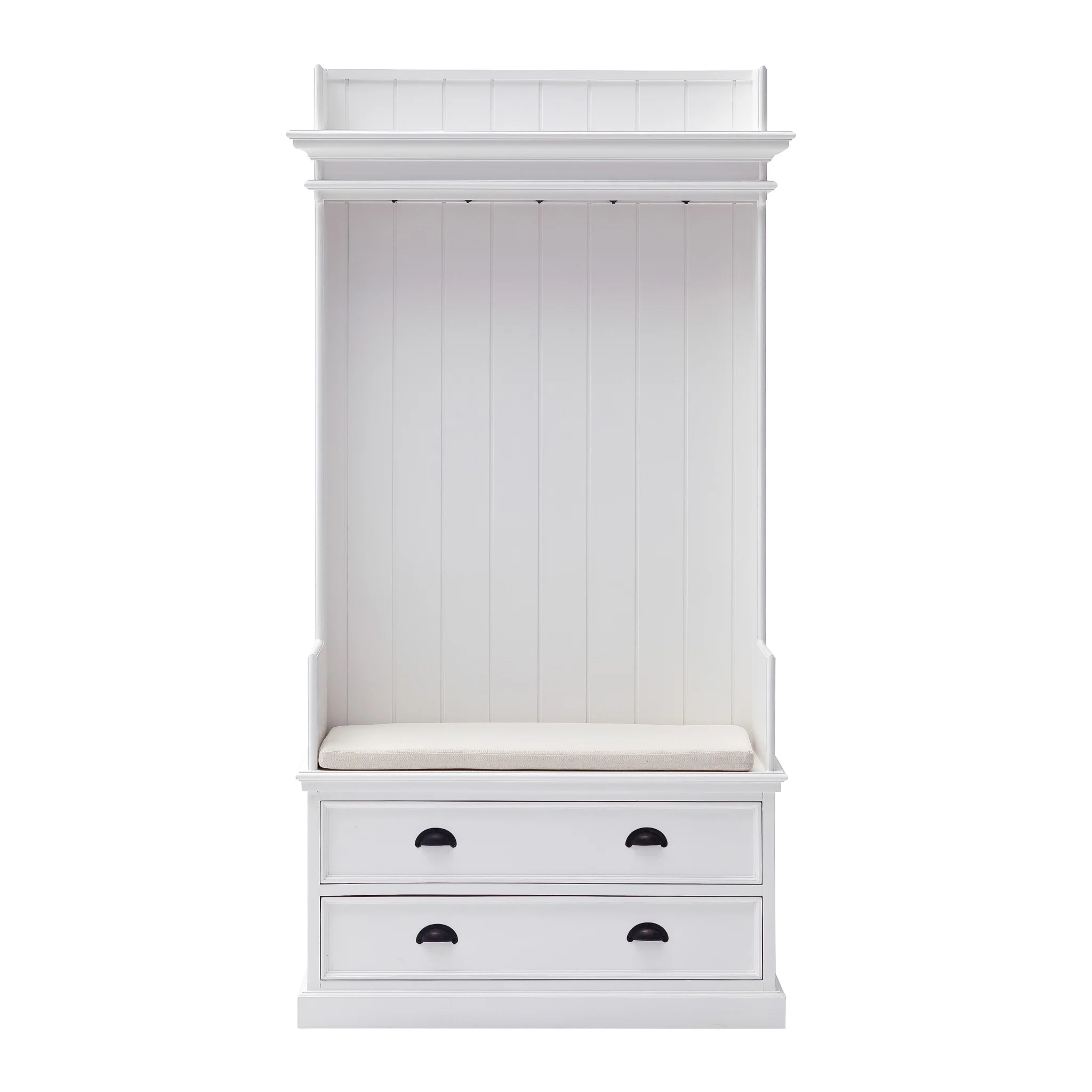 Classic White Entryway Coat Rack and Bench with Drawers By Homeroots - Image 2