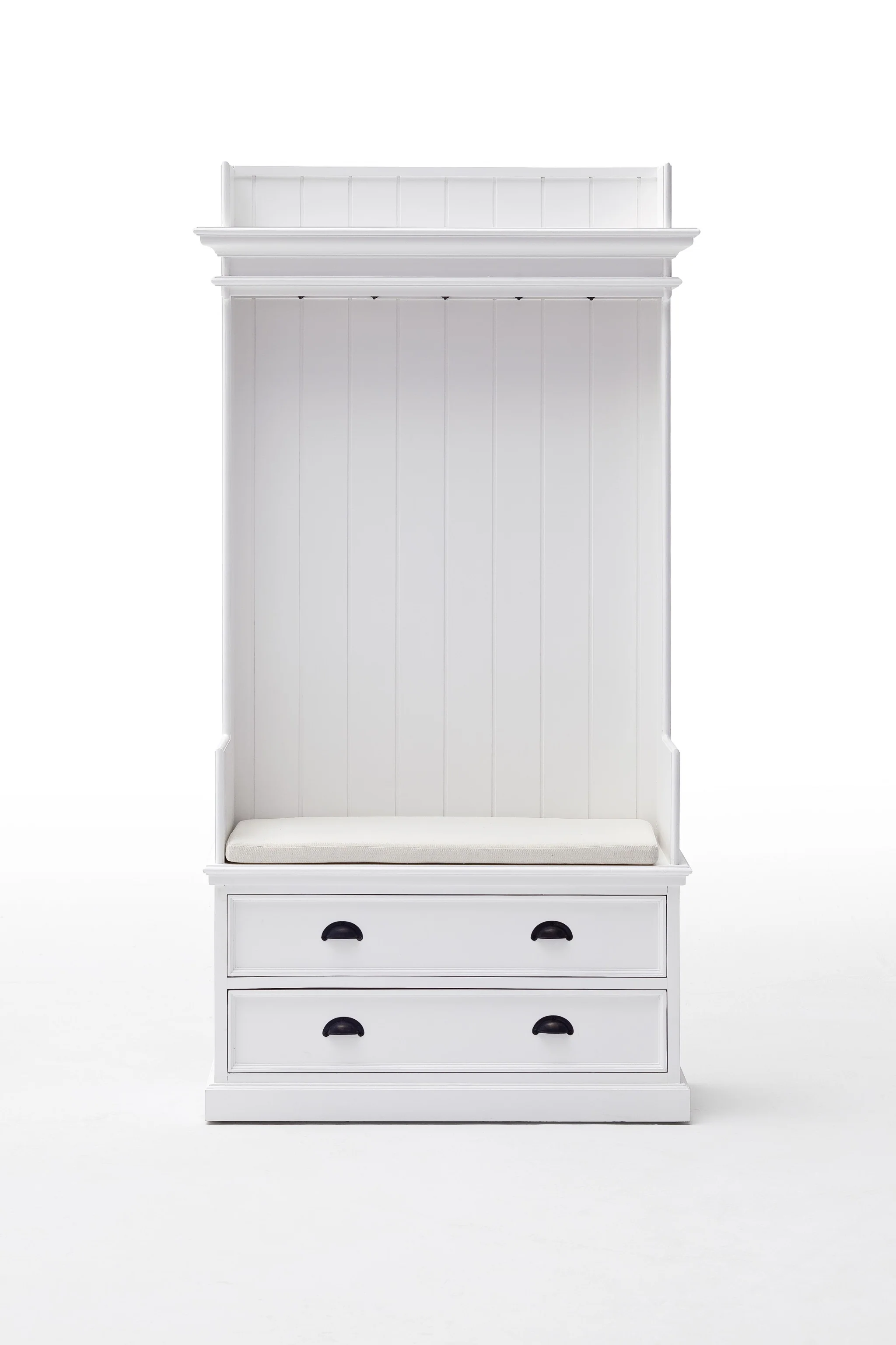 Classic White Entryway Coat Rack and Bench with Drawers By Homeroots - Image 9