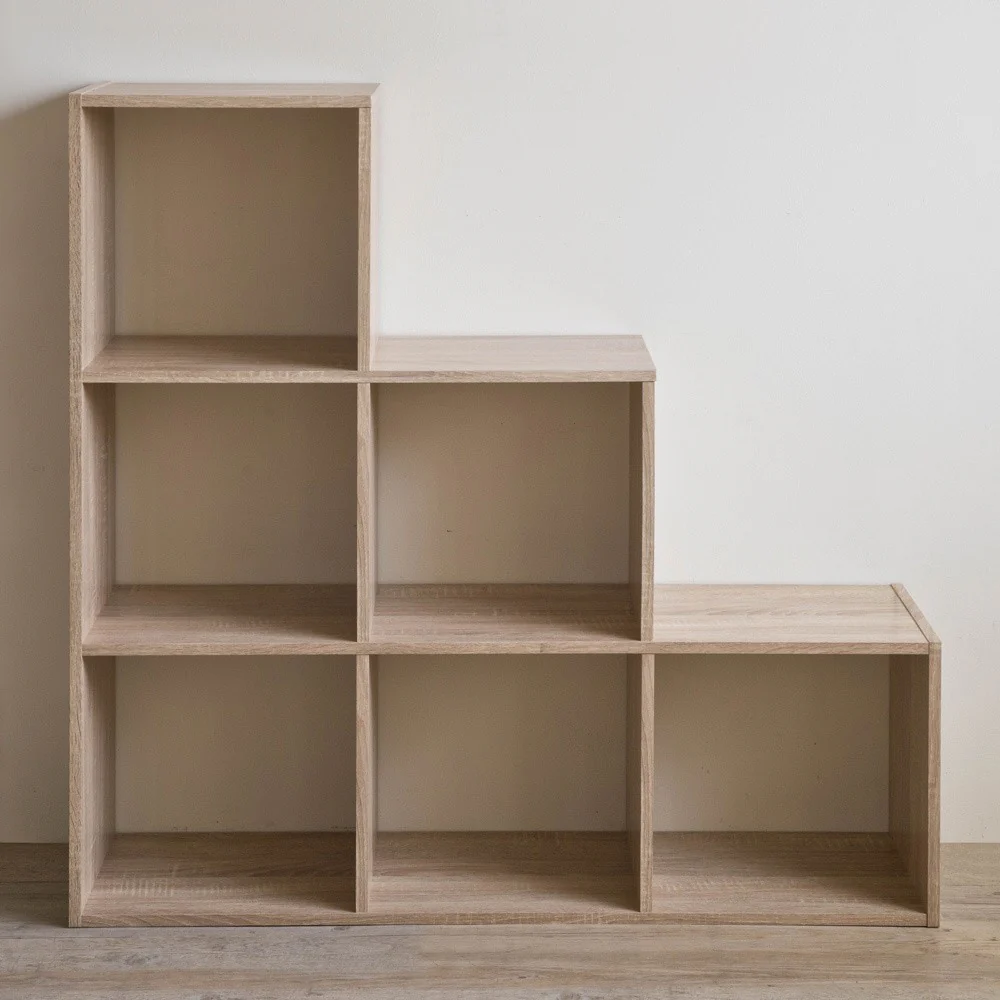 Classic White Finish Six Cubby Stepped Bookcase By Homeroots - Image 11