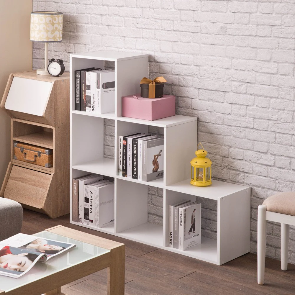 Classic White Finish Six Cubby Stepped Bookcase By Homeroots - Image 2