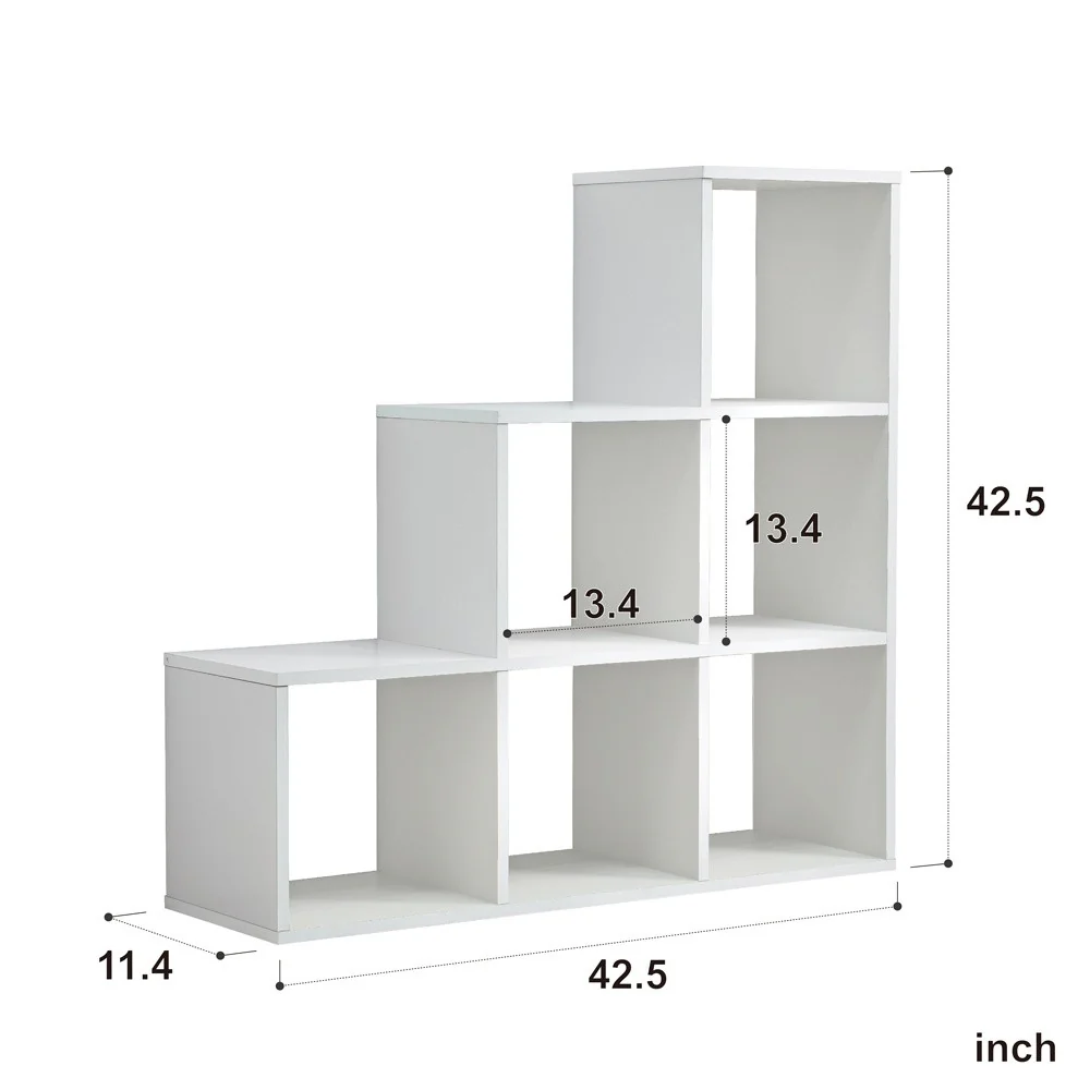 Classic White Finish Six Cubby Stepped Bookcase By Homeroots - Image 6