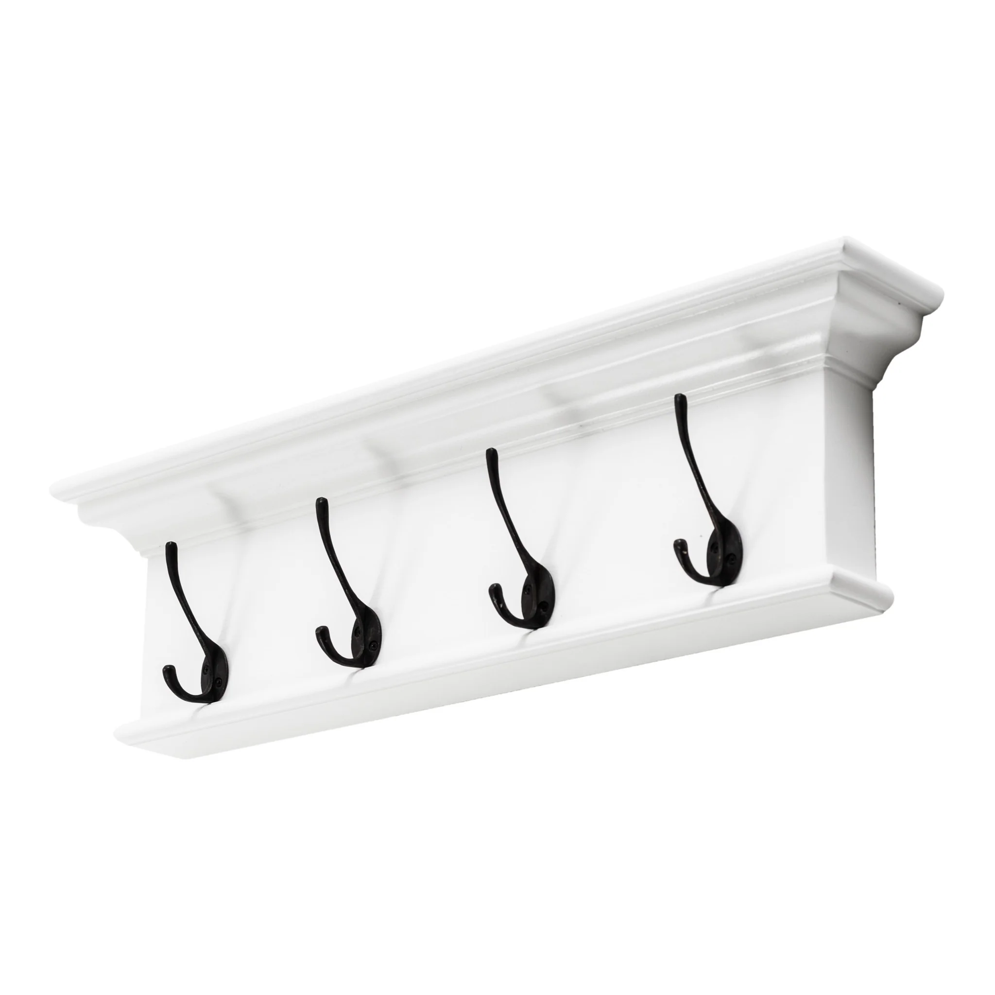 Classic White Four Hook Hanging Coat Rack By Homeroots - Image 2