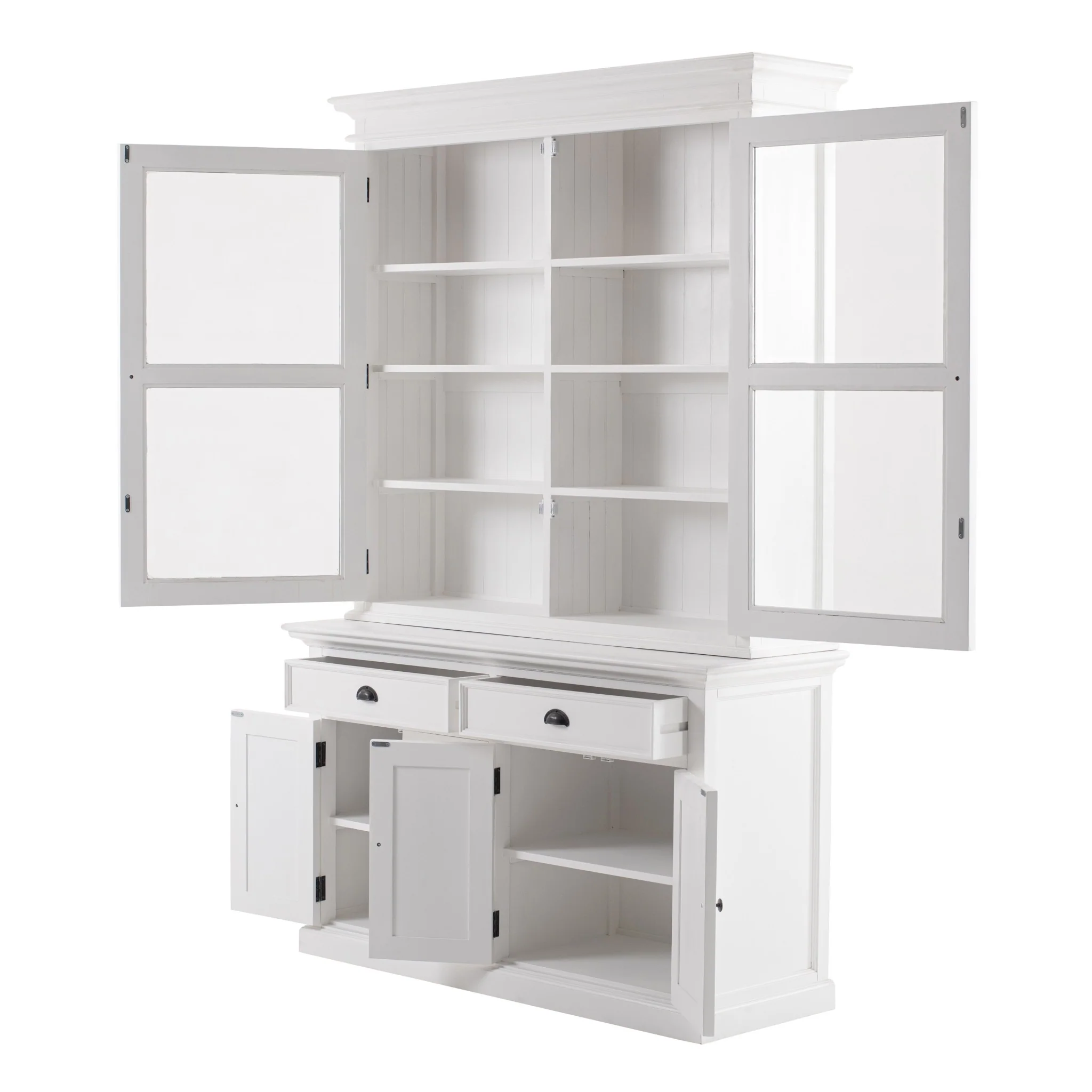 Classic White Glass Display Hutch By Homeroots - Image 3