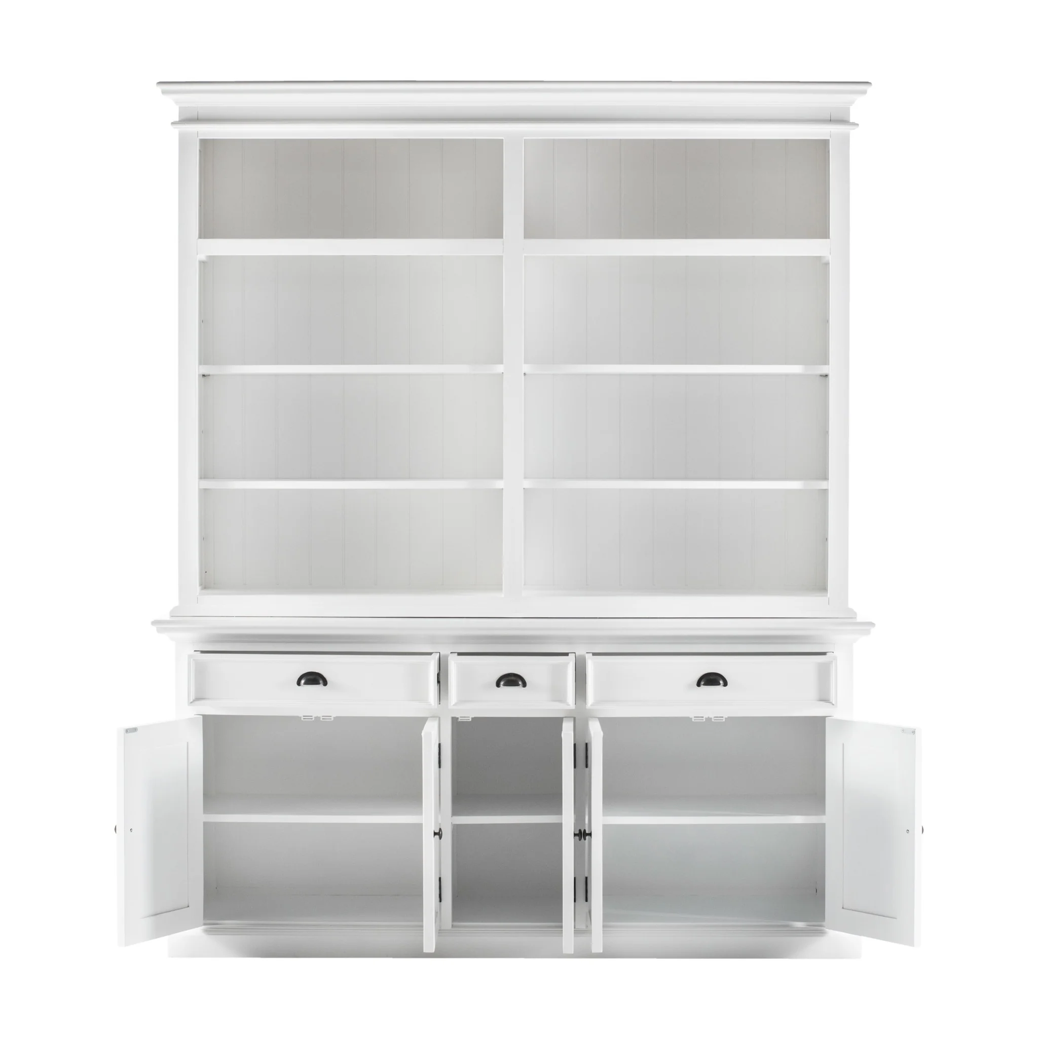 Classic White Hutch Bookcase with 5 Doors and 3 Drawers By Homeroots - Image 2