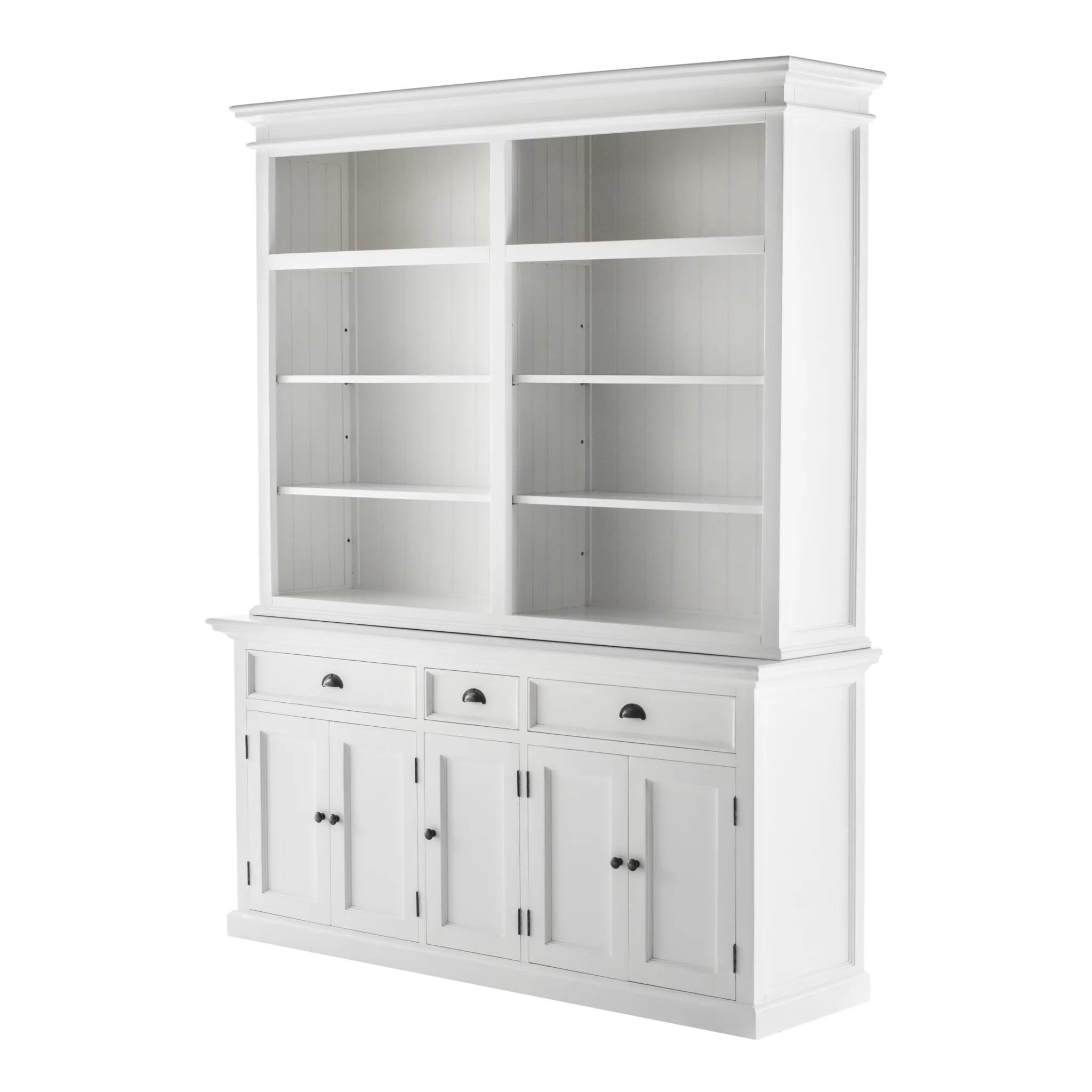 Classic White Hutch Bookcase with 5 Doors and 3 Drawers By Homeroots - Image 3