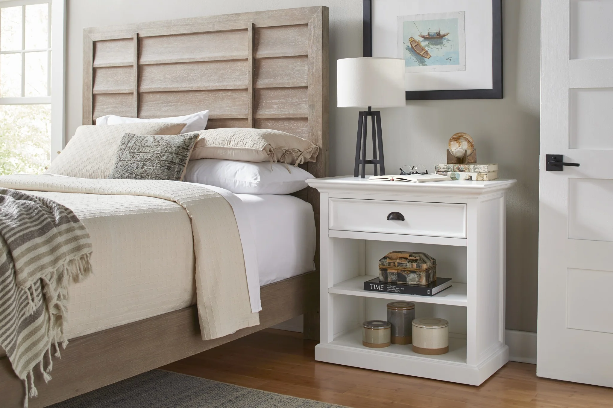 Classic White Large Nightstand With Shelves By Homeroots - Image 2