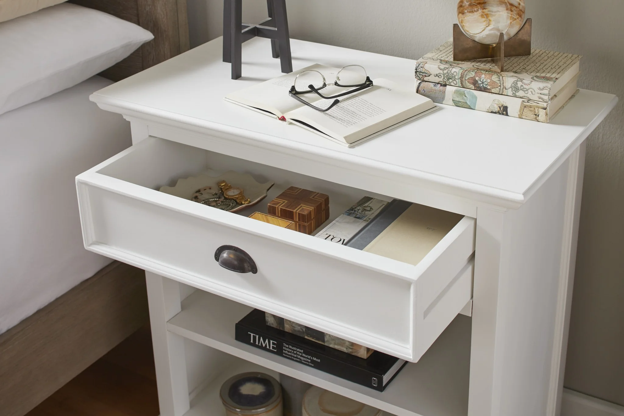 Classic White Large Nightstand With Shelves By Homeroots - Image 9