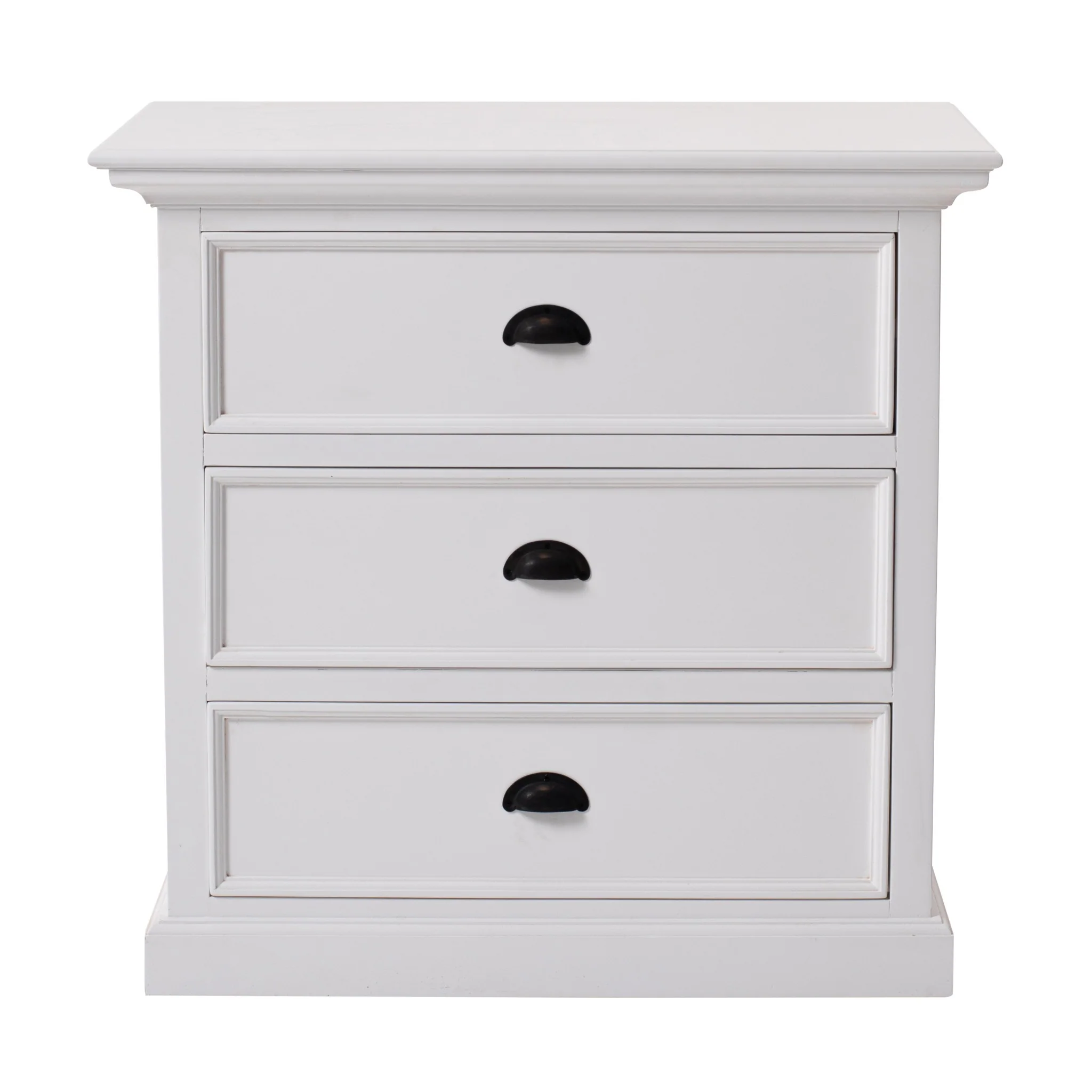 Classic White Large Three Drawer Nightstand By Homeroots - Image 2