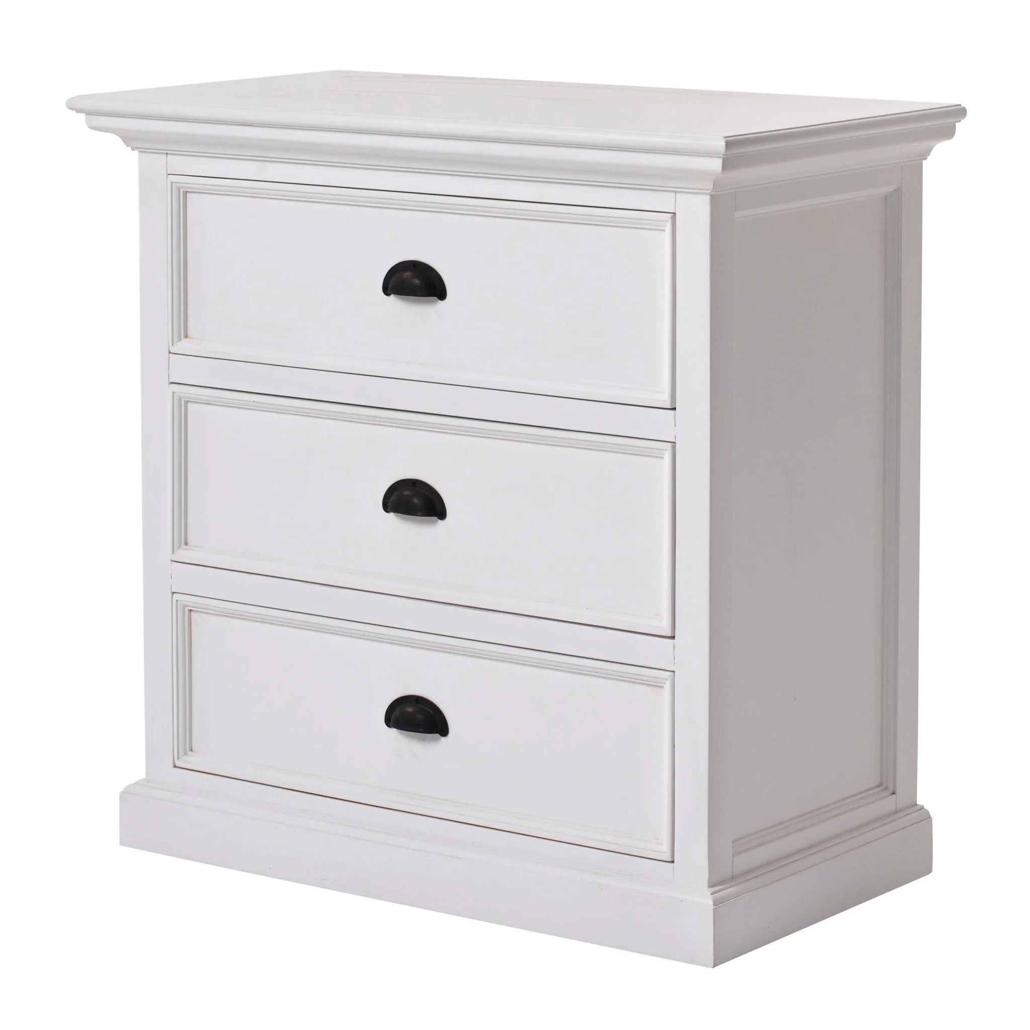 Classic White Large Three Drawer Nightstand By Homeroots - Image 3