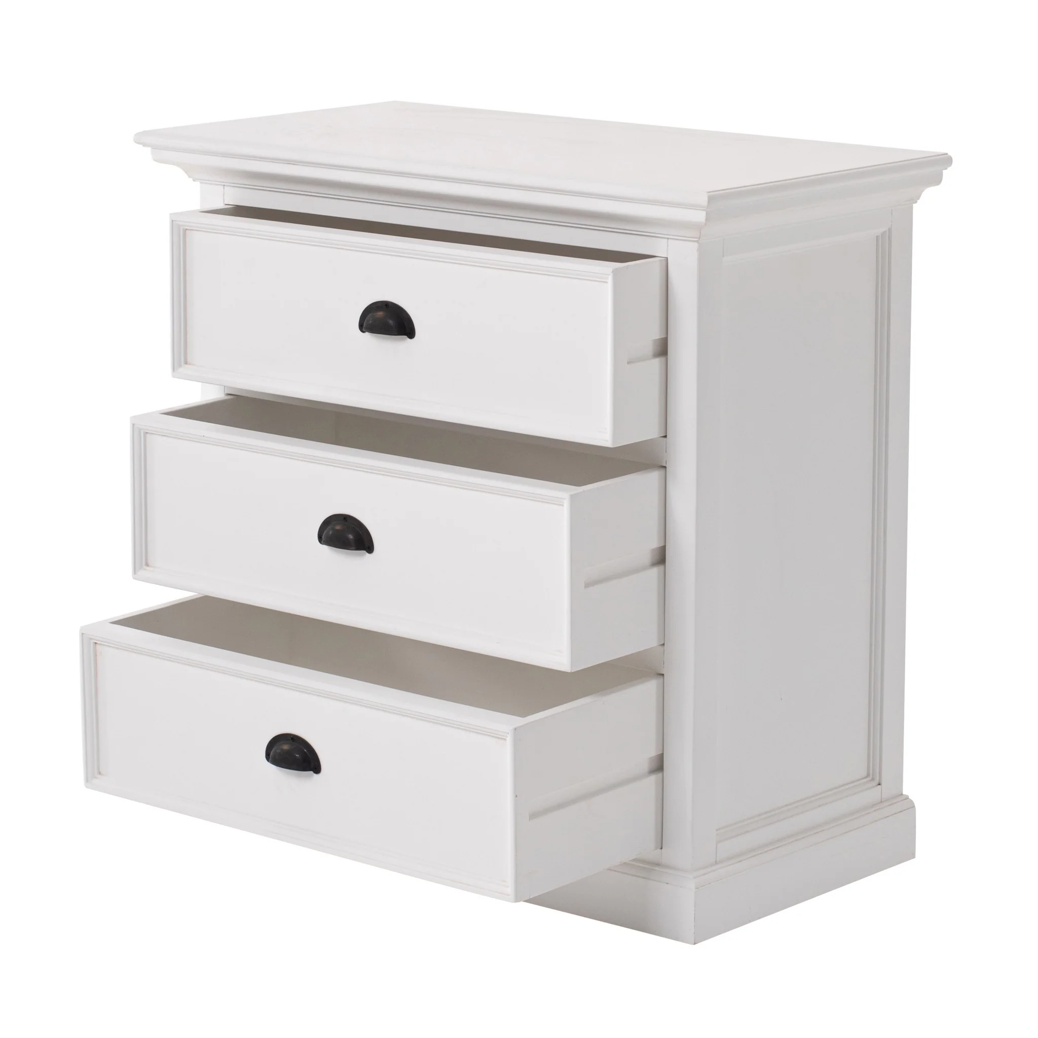 Classic White Large Three Drawer Nightstand By Homeroots - Image 4