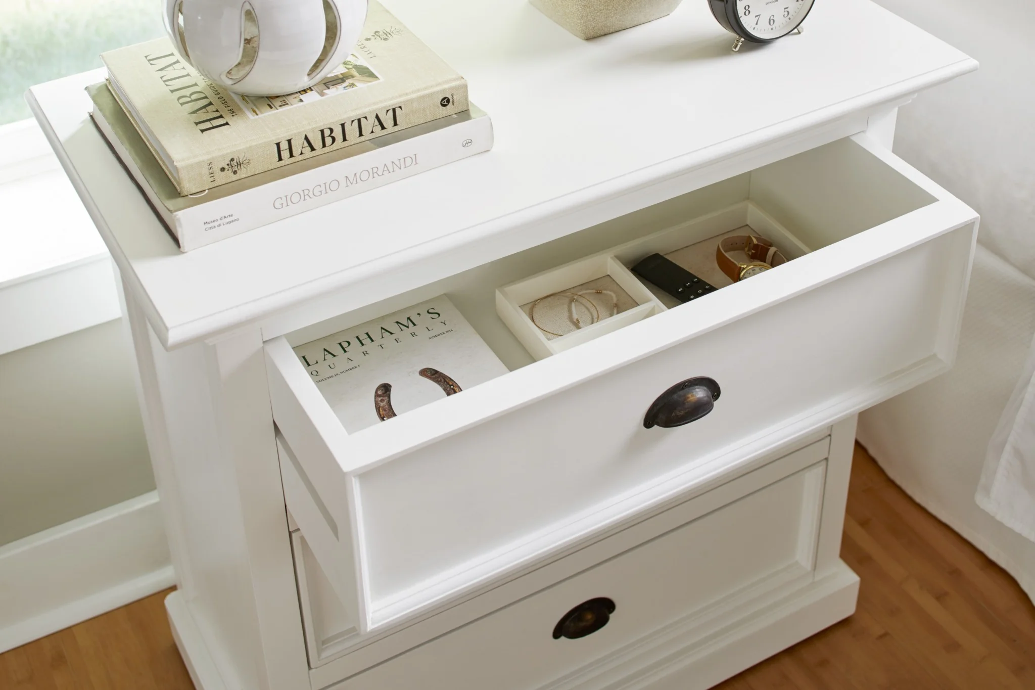 Classic White Large Three Drawer Nightstand By Homeroots - Image 7