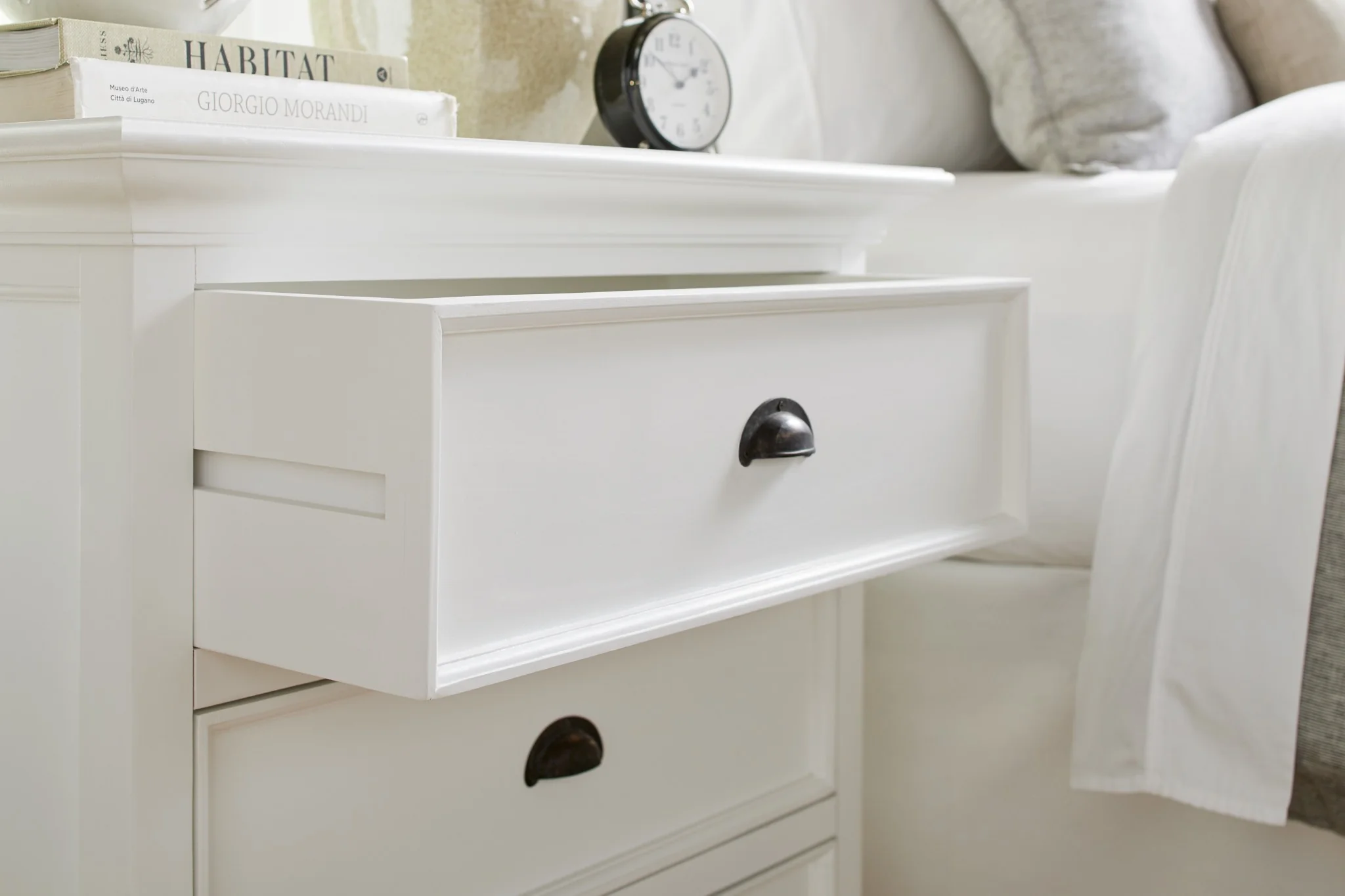 Classic White Large Three Drawer Nightstand By Homeroots - Image 8