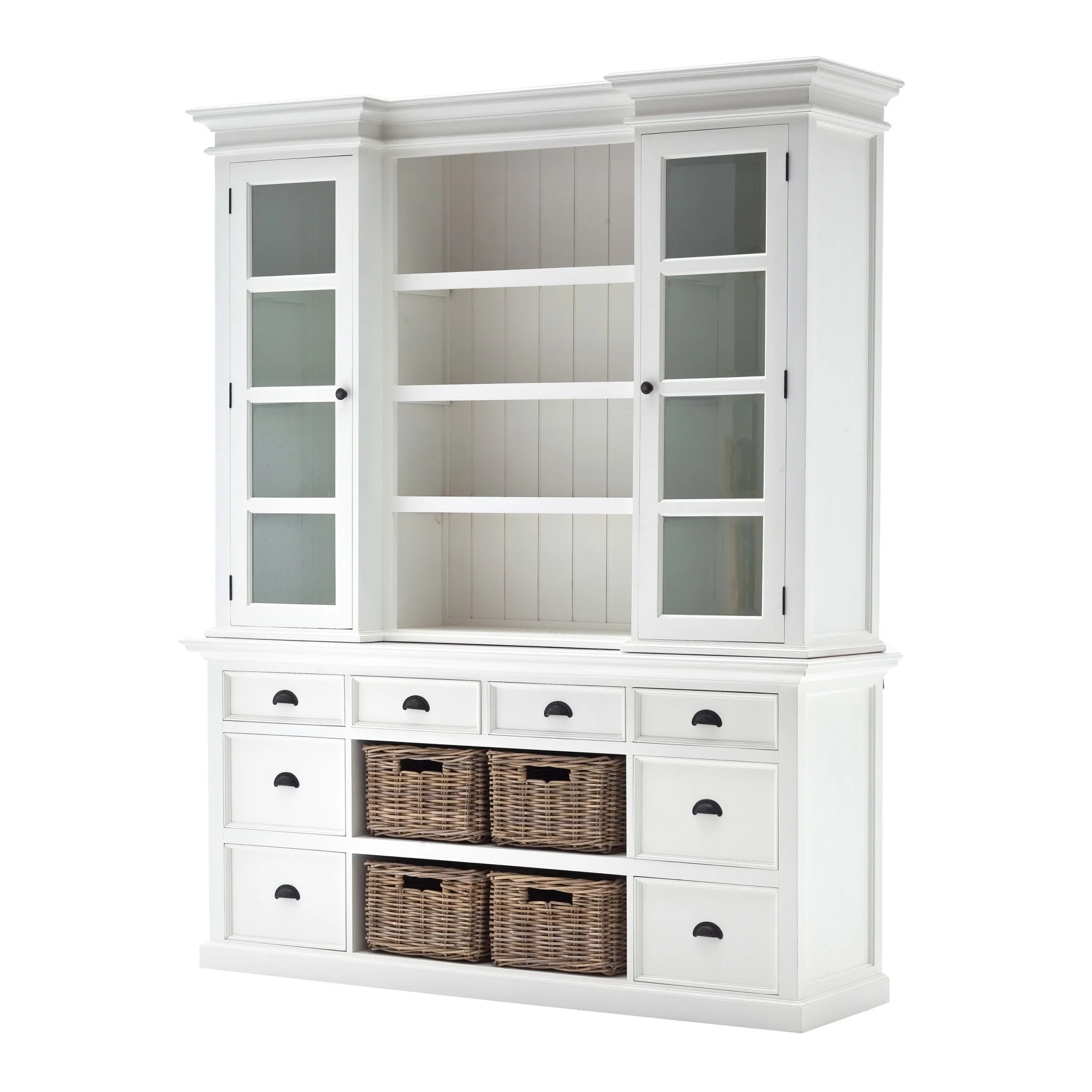 Classic White Library Hutch with Basket Set By Homeroots - Image 3
