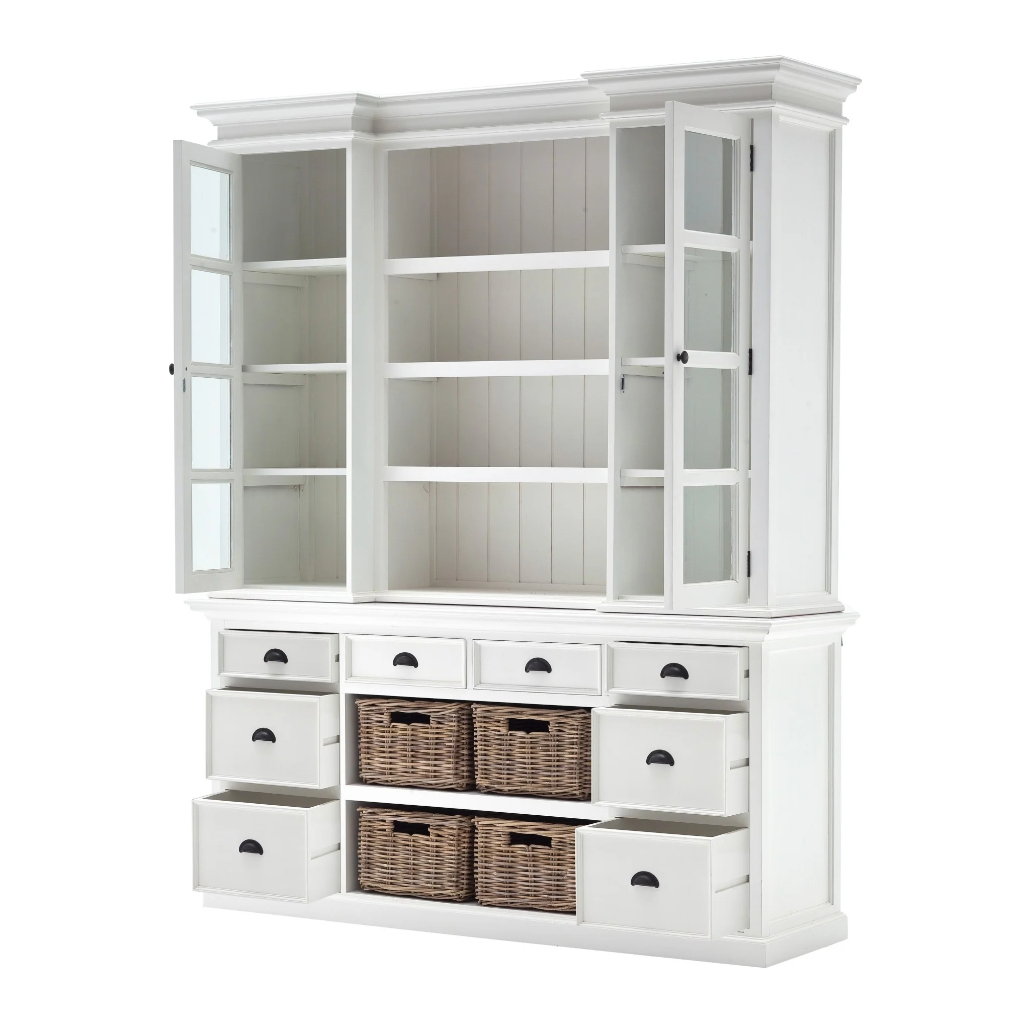 Classic White Library Hutch with Basket Set By Homeroots - Image 5