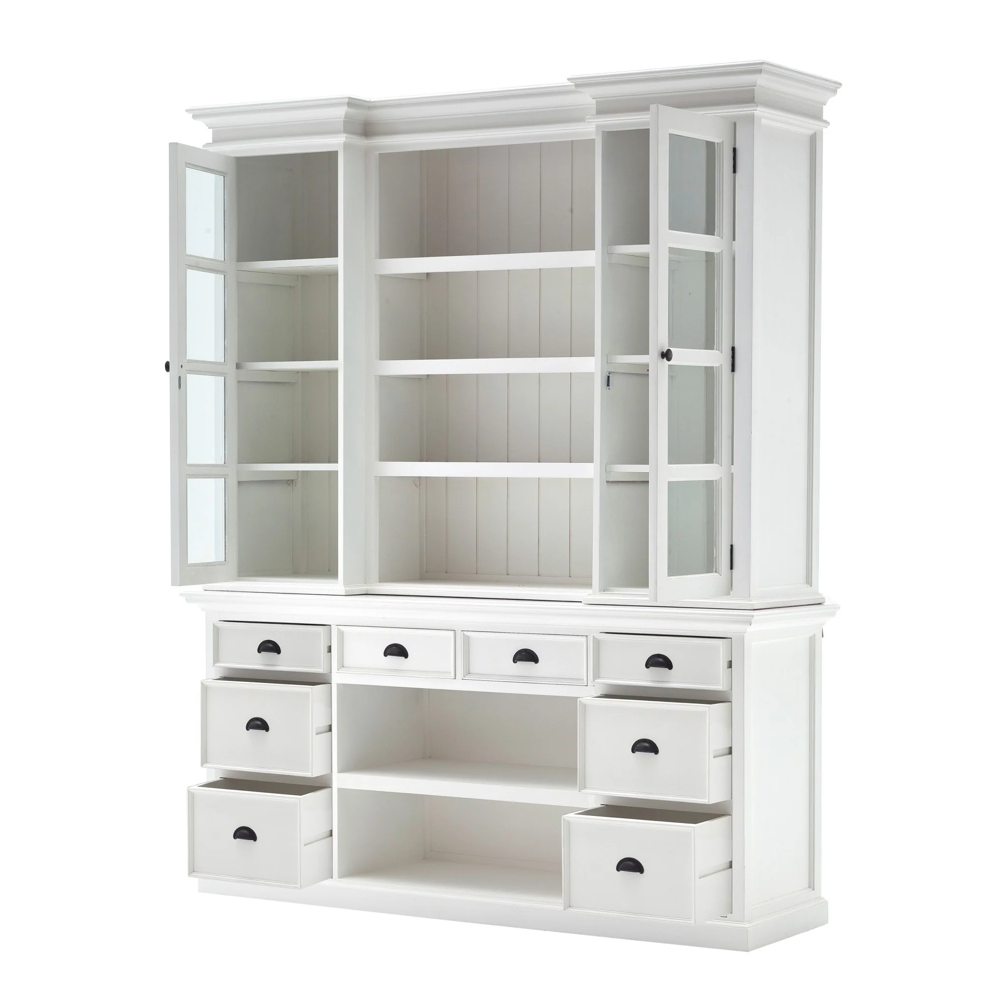 Classic White Library Hutch with Basket Set By Homeroots - Image 6