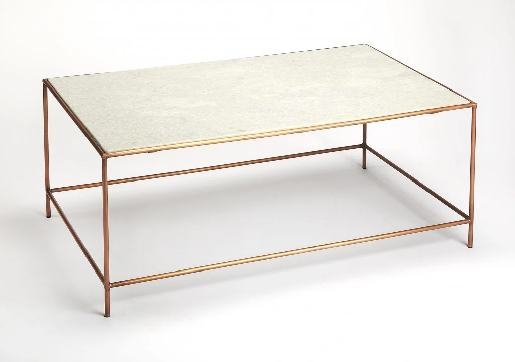 Classic White Marble Coffee Table By Homeroots - Image 2