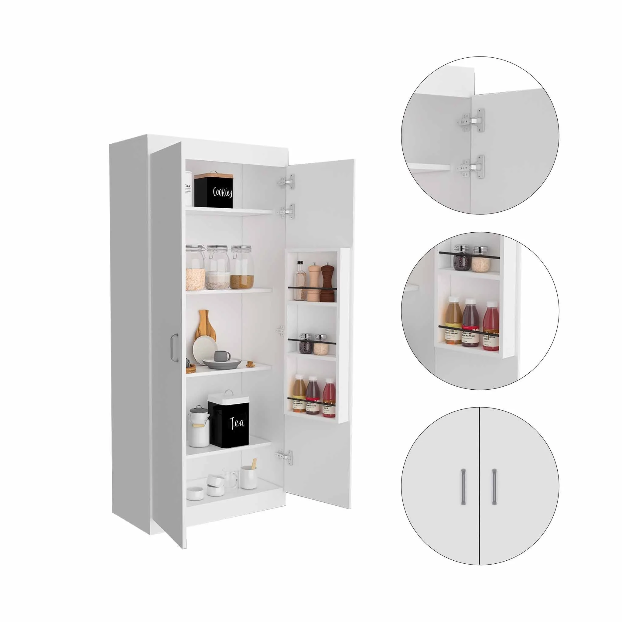 Classic White Pantry Cabinet By Homeroots - Image 5