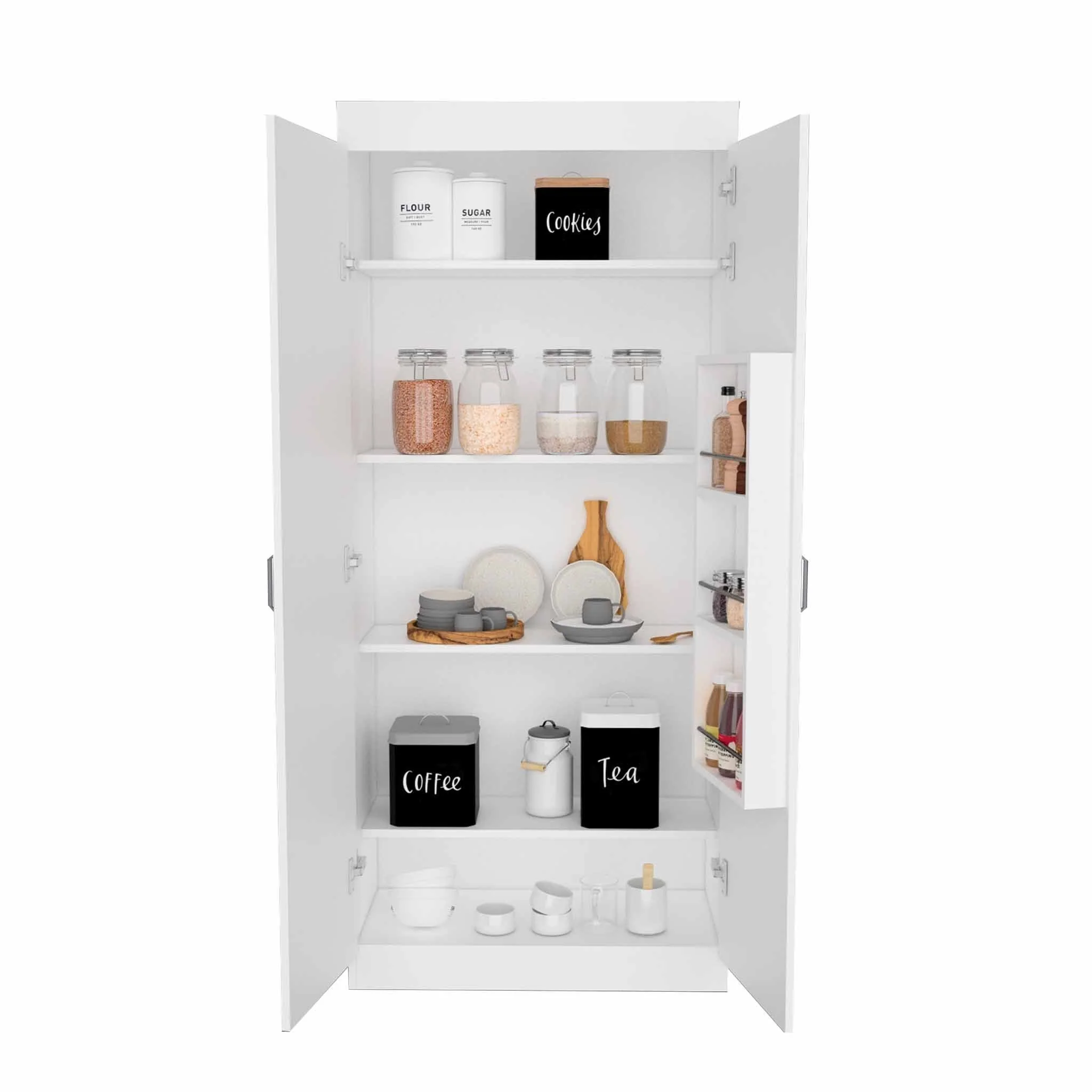 Classic White Pantry Cabinet By Homeroots - Image 6