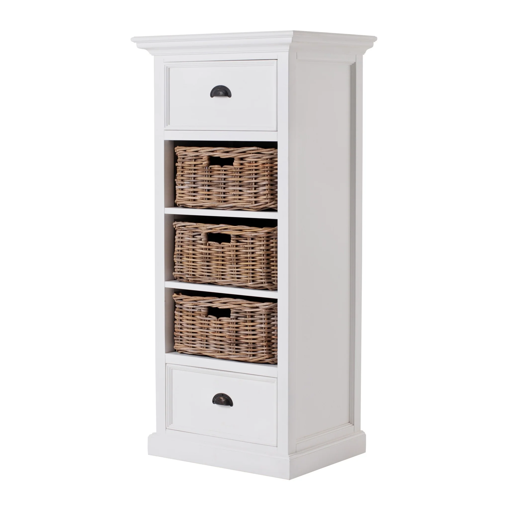Classic White Storage Cabinet With Basket Set By Homeroots - Image 2