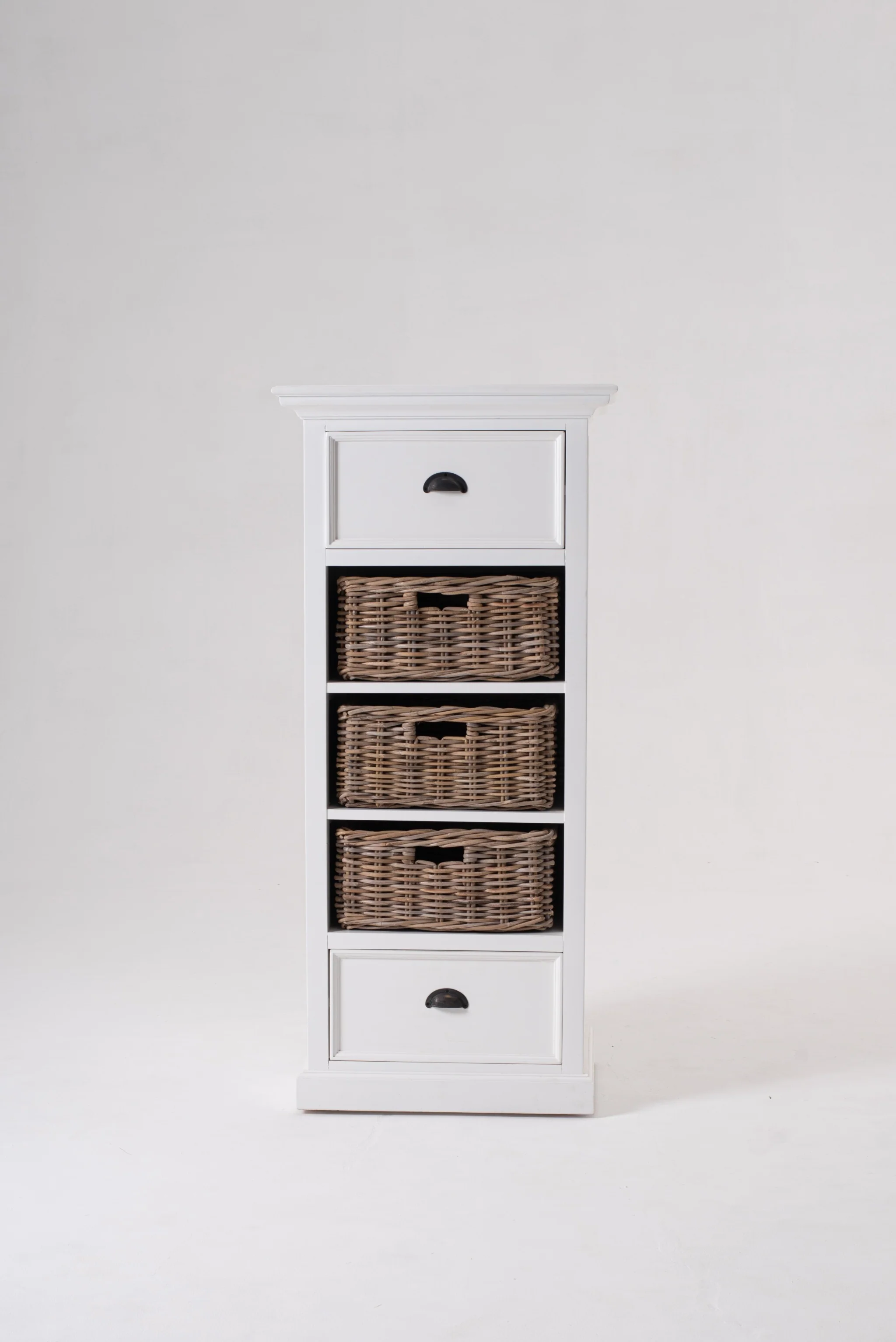 Classic White Storage Cabinet With Basket Set By Homeroots - Image 7