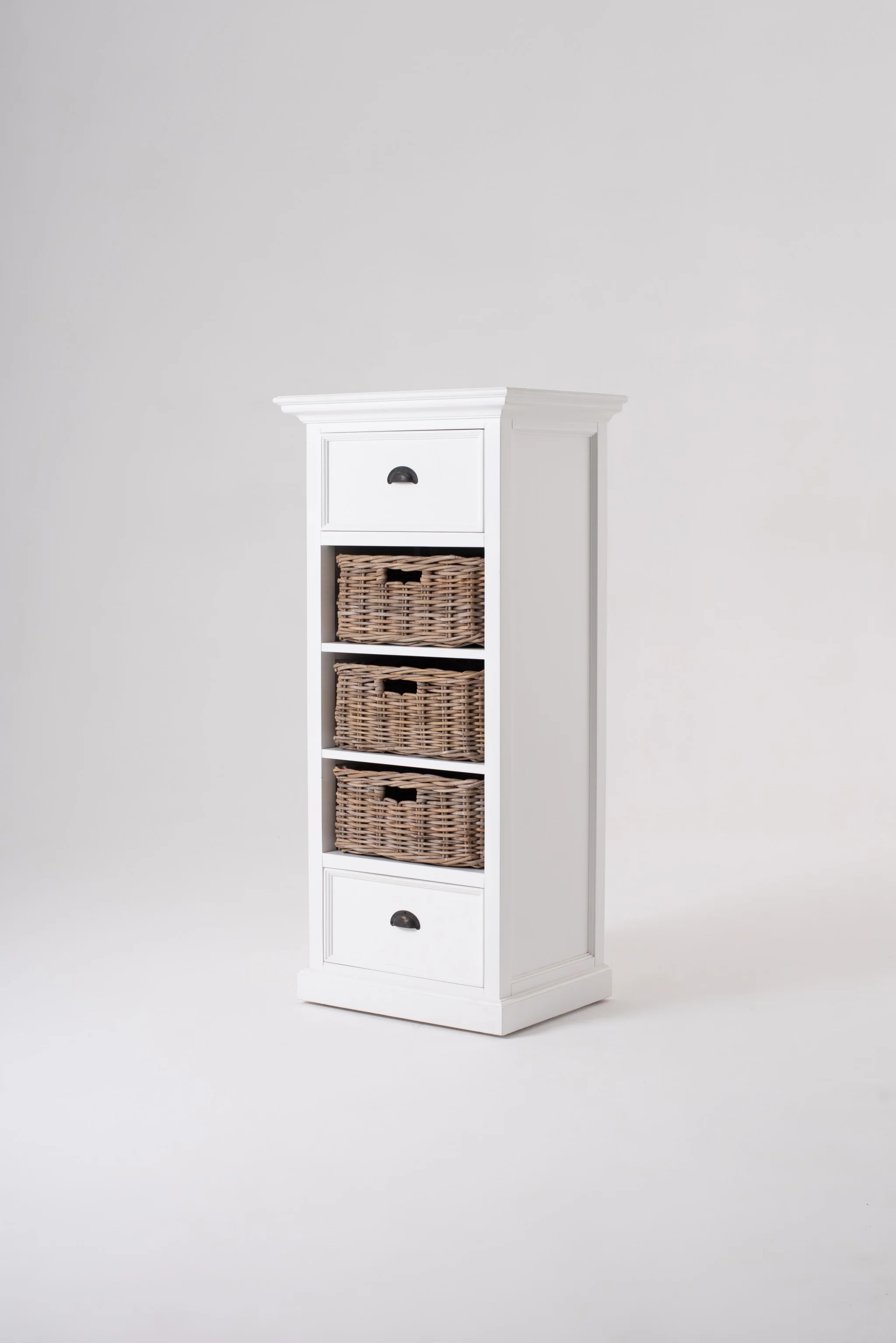 Classic White Storage Cabinet With Basket Set By Homeroots - Image 8