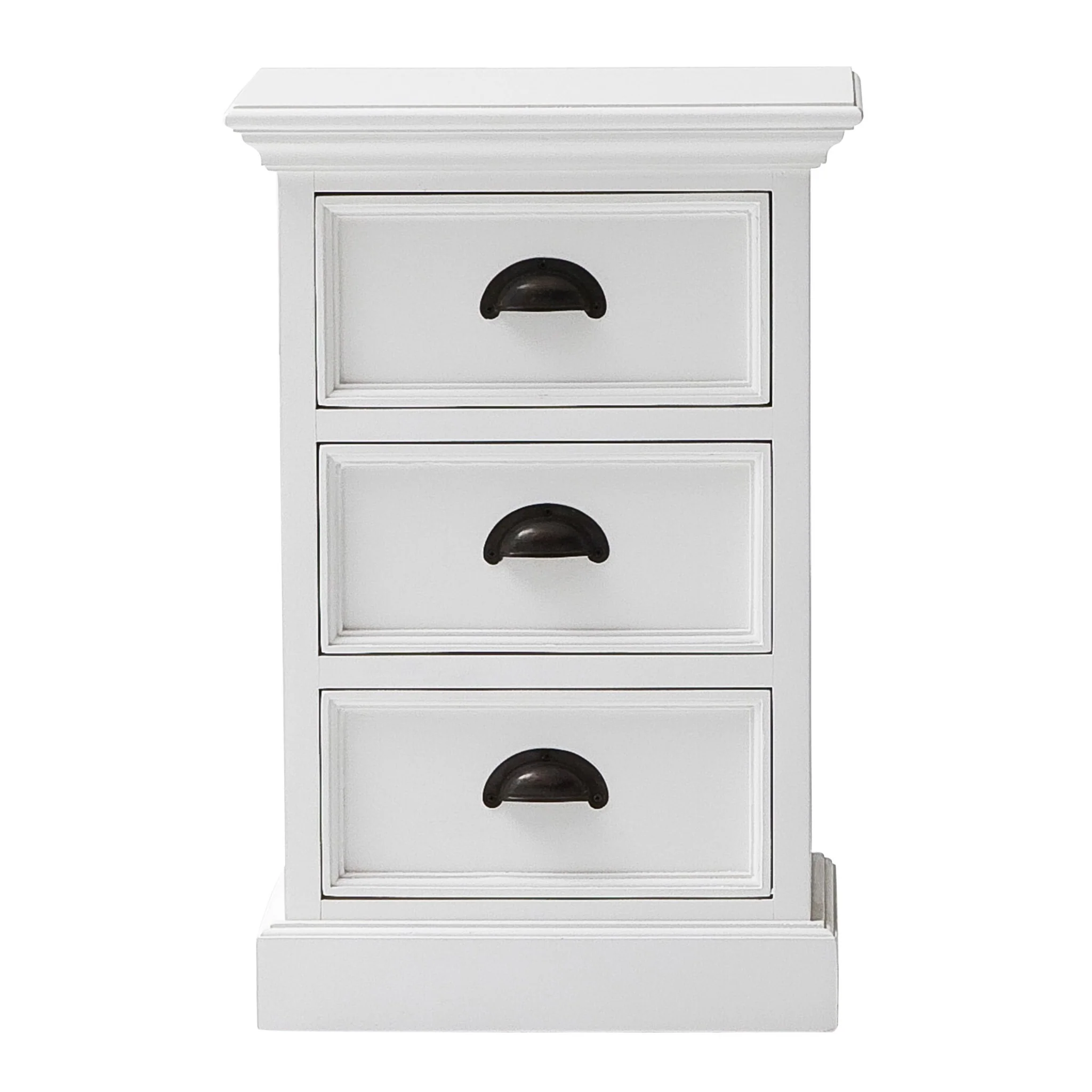 Classic White Three Drawer Nightstand By Homeroots - Image 4
