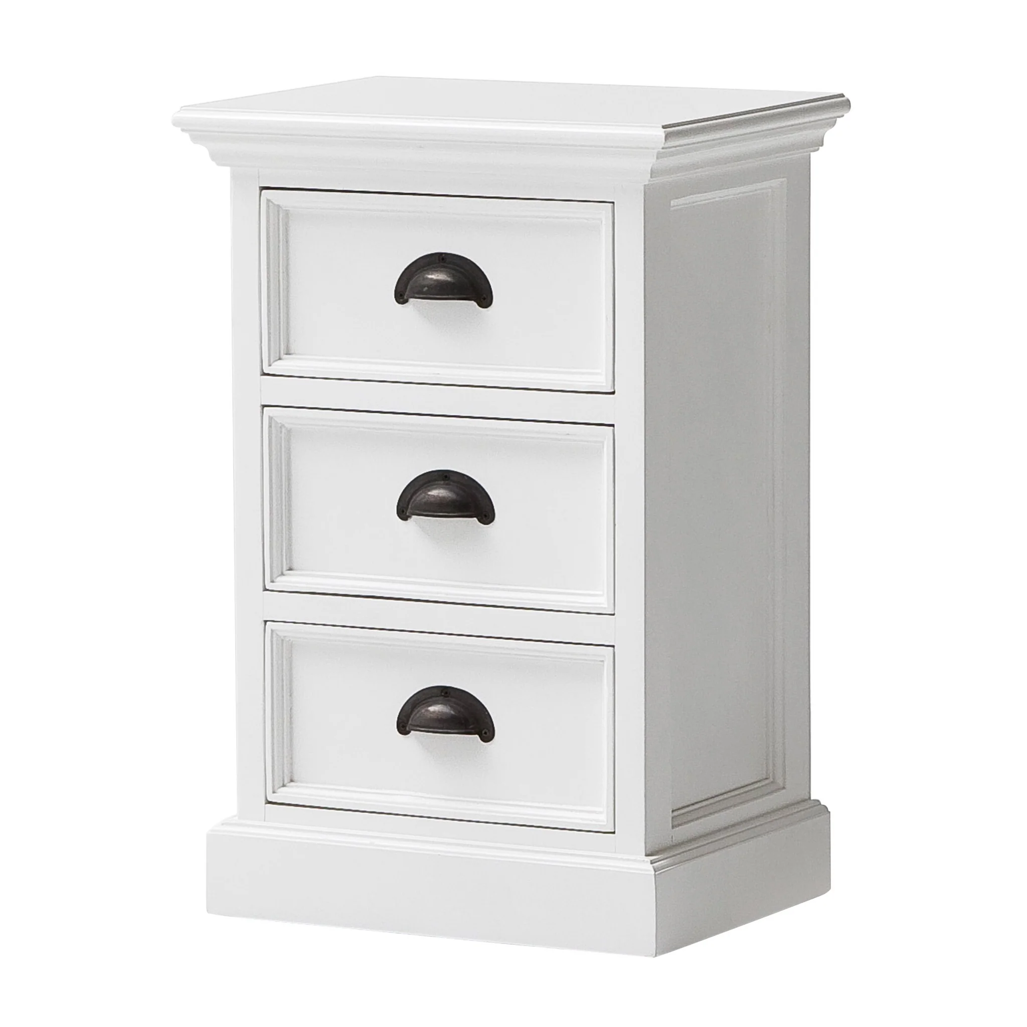 Classic White Three Drawer Nightstand By Homeroots - Image 5