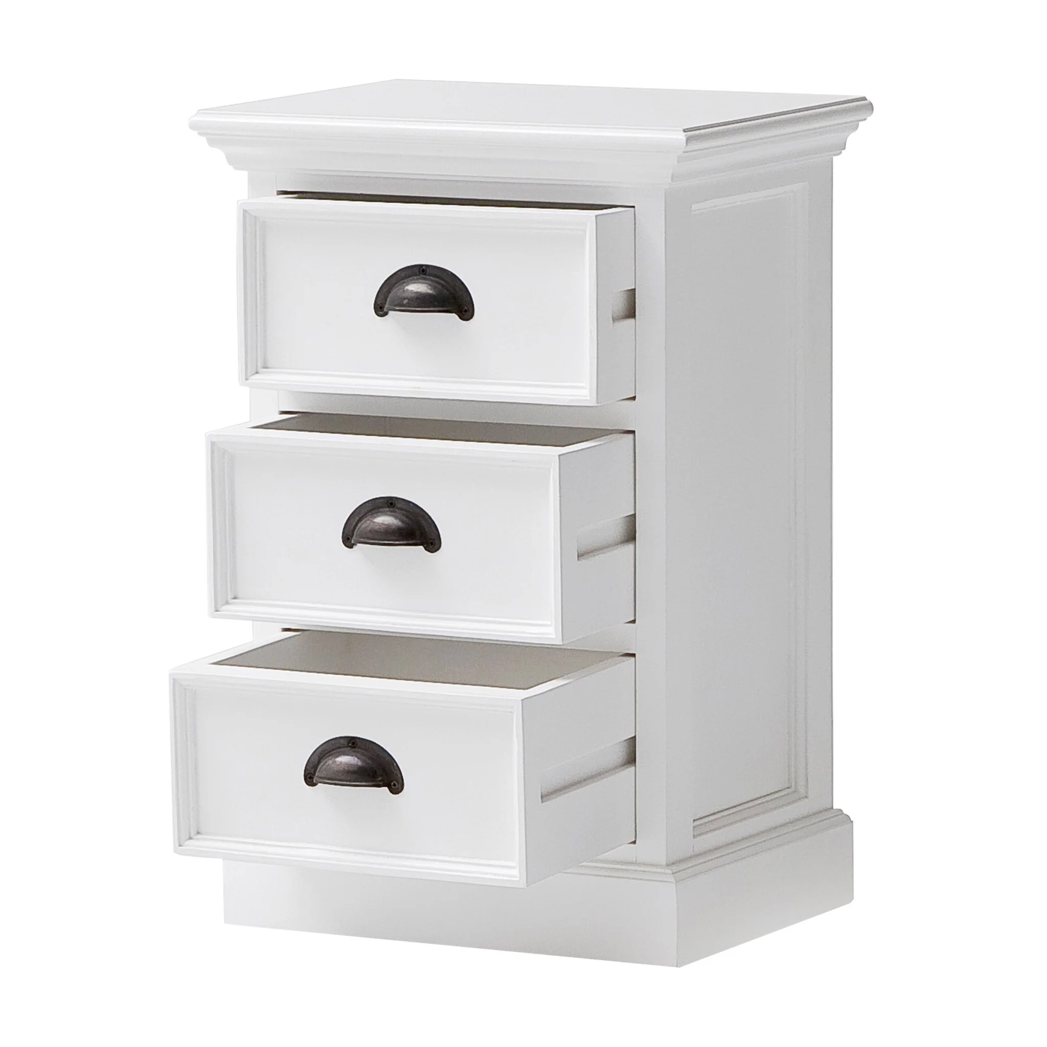 Classic White Three Drawer Nightstand By Homeroots - Image 6