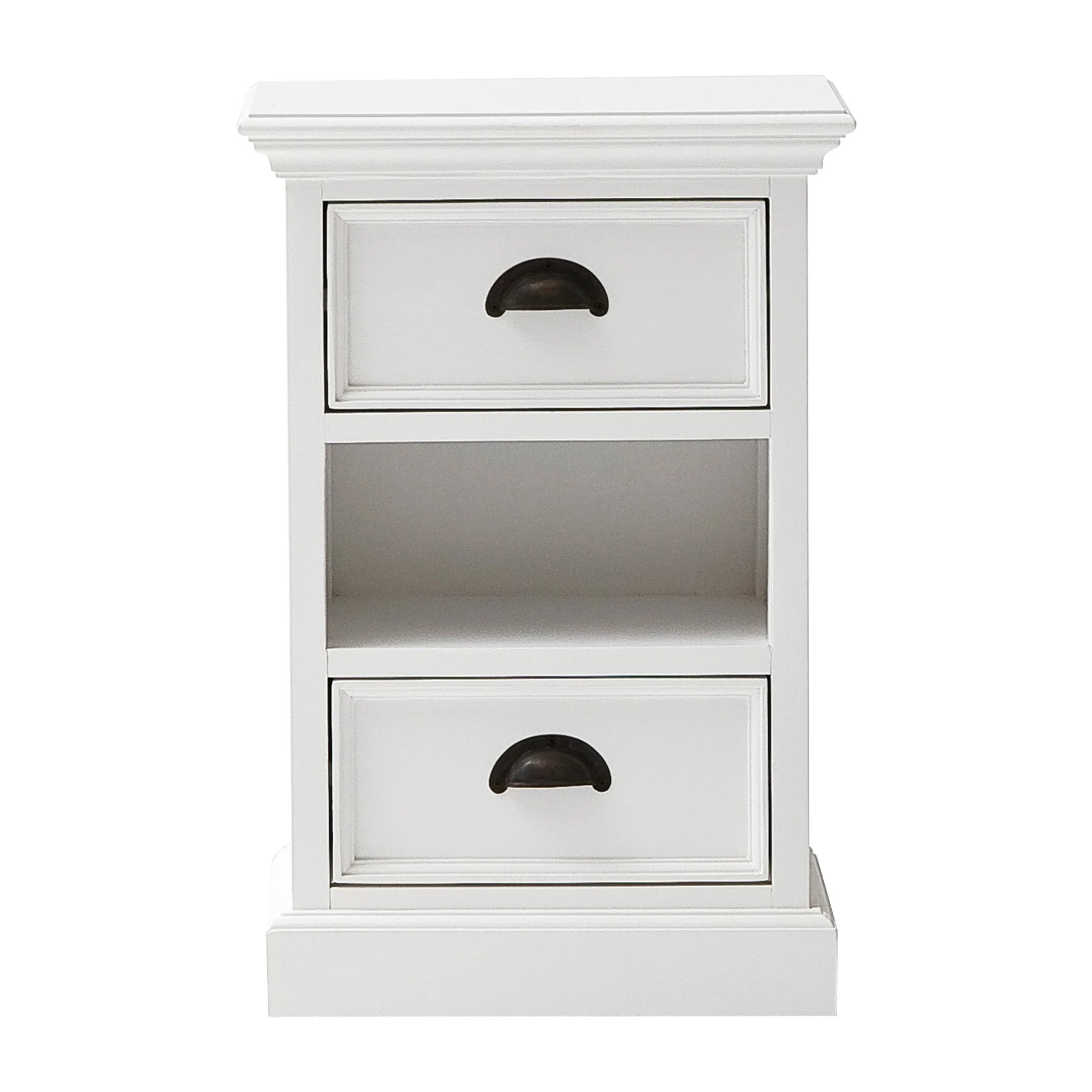 Classic White Two Drawer Nightstand Unit With Basket By Homeroots - Image 3