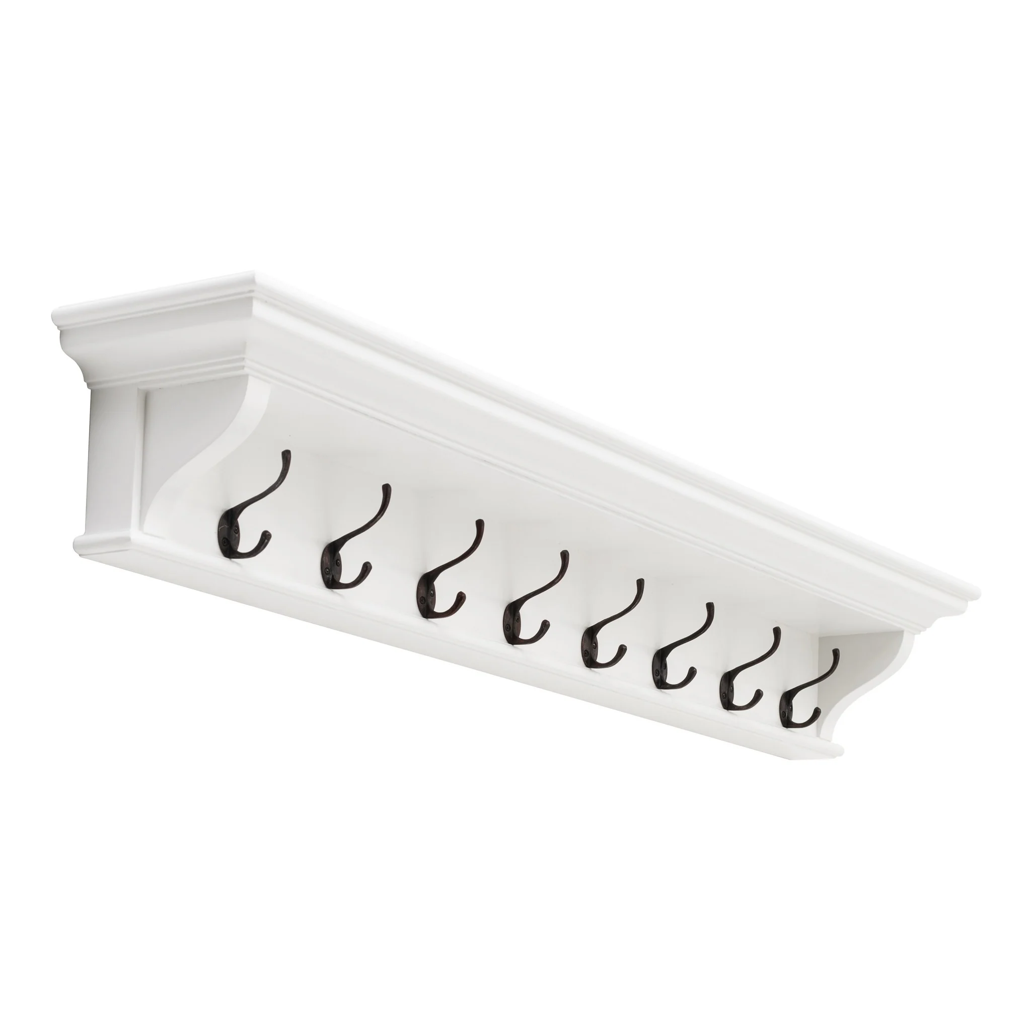 Classic White Wood Wide Eight Hook Coat Rack By Homeroots - Image 2