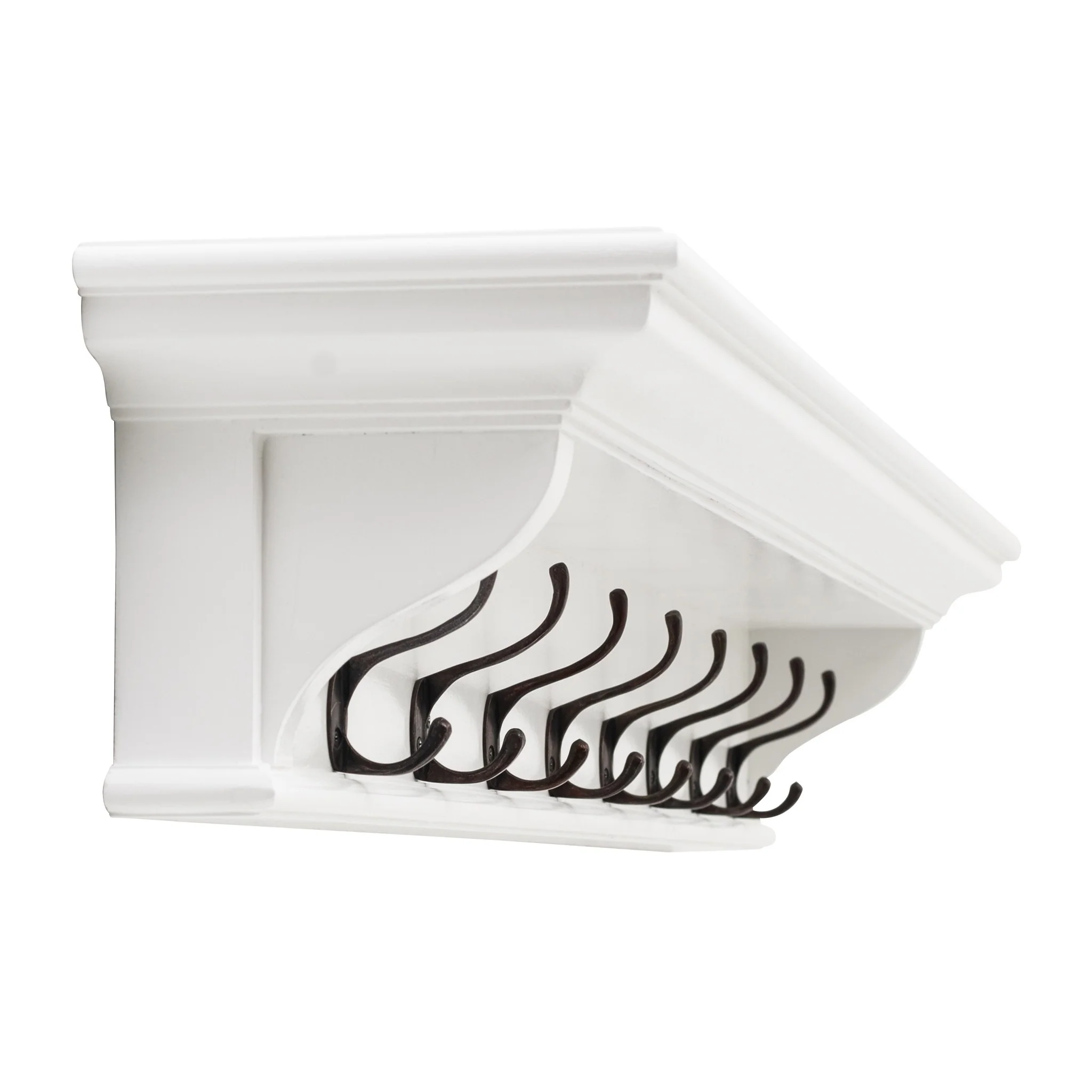 Classic White Wood Wide Eight Hook Coat Rack By Homeroots - Image 3