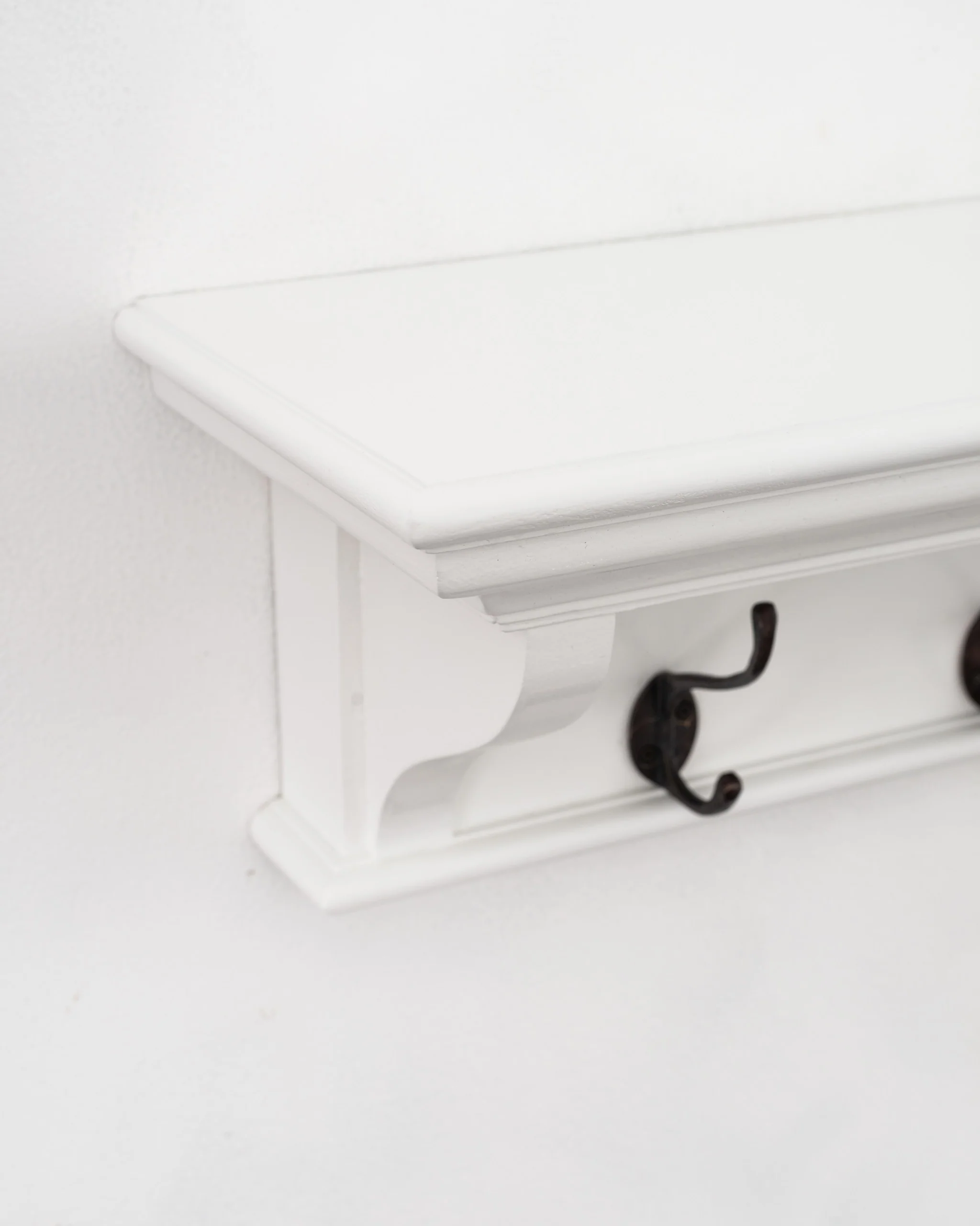 Classic White Wood Wide Eight Hook Coat Rack By Homeroots - Image 8