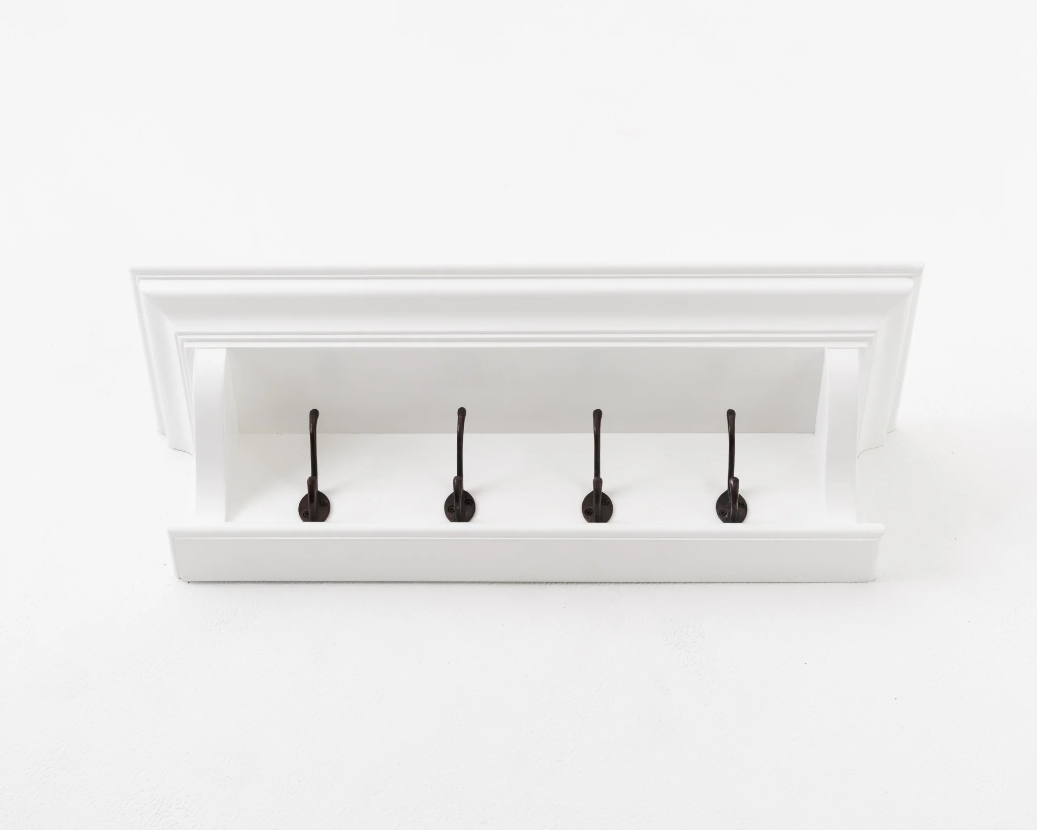 Classic White Wood Wide Four Hook Hanging Coat Rack By Homeroots - Image 9