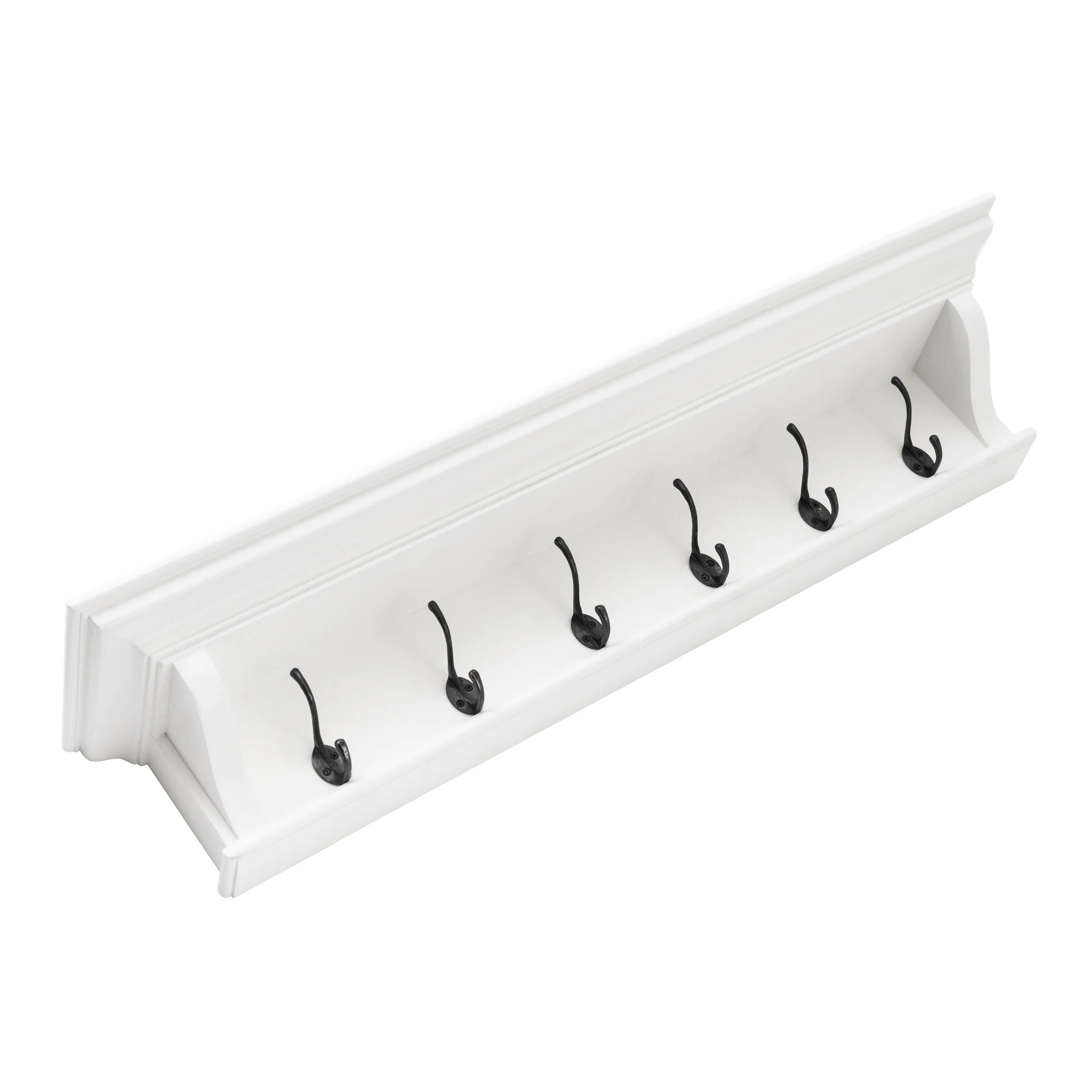 Classic White Wood Wide Six Hook Coat Rack By Homeroots - Image 2