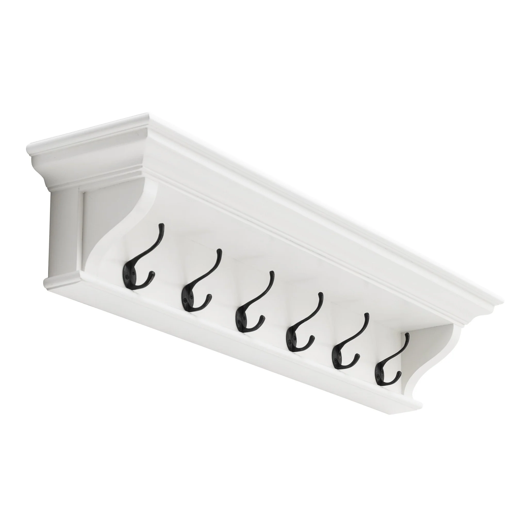 Classic White Wood Wide Six Hook Coat Rack By Homeroots - Image 3