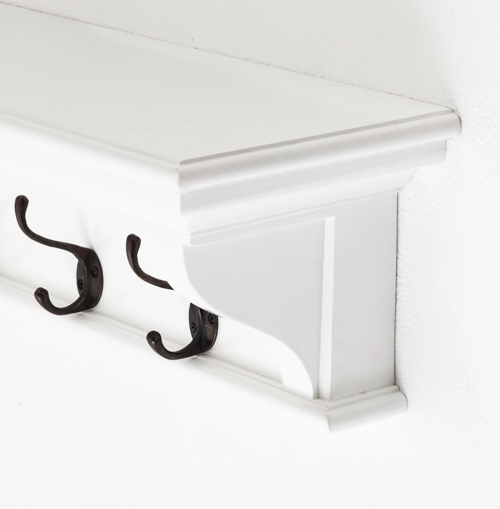 Classic White Wood Wide Six Hook Coat Rack By Homeroots - Image 8
