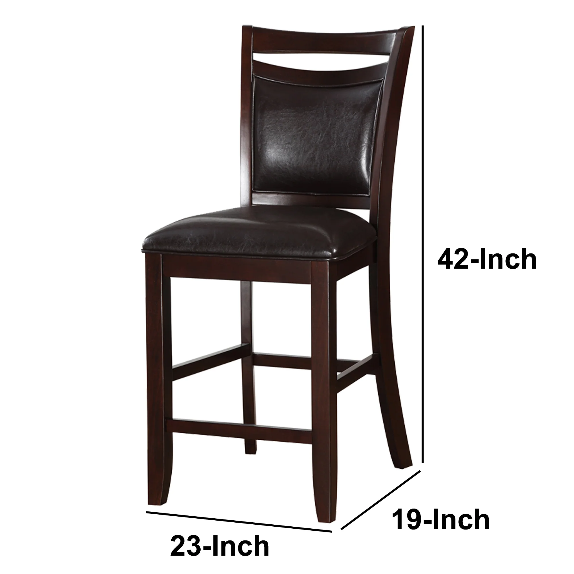 Classic Wooden Armless High Chair, Brown & Black, Set Of 2 By Benzara - Image 3