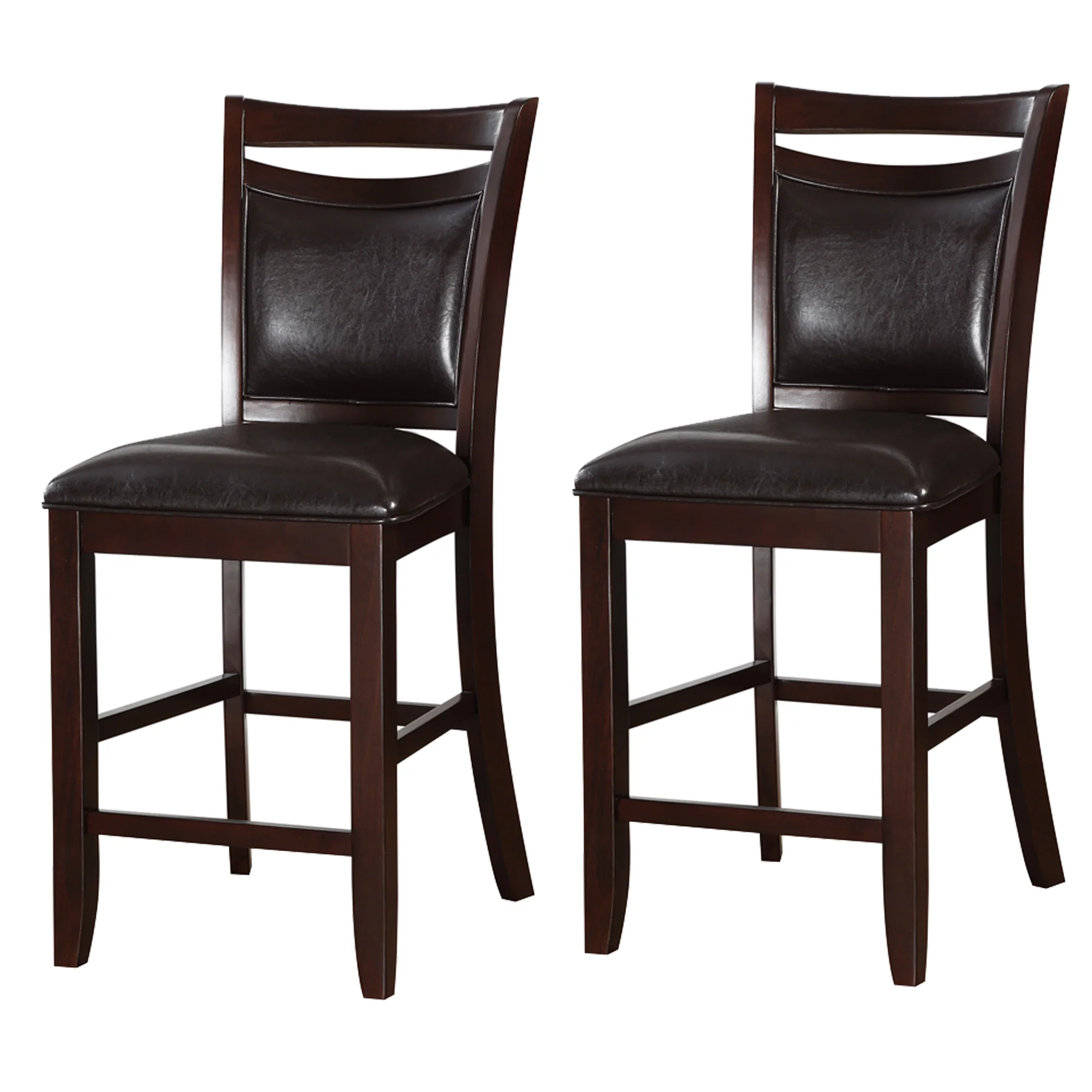 Classic Wooden Armless High Chair, Brown & Black, Set Of 2 By Benzara - Image 5