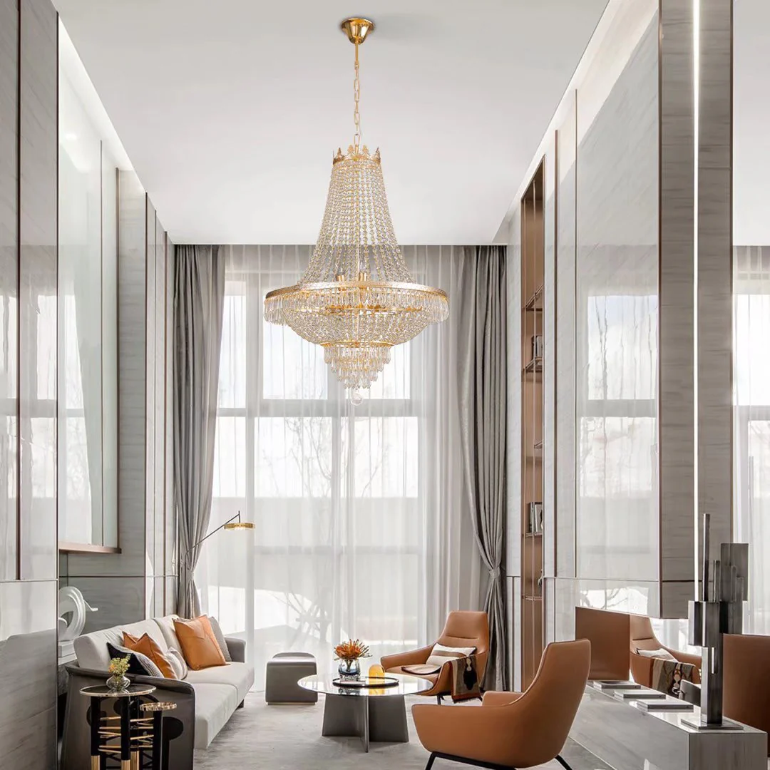 Classy Glam Gold Faux Crystal Chandelier By Homeroots - Image 3