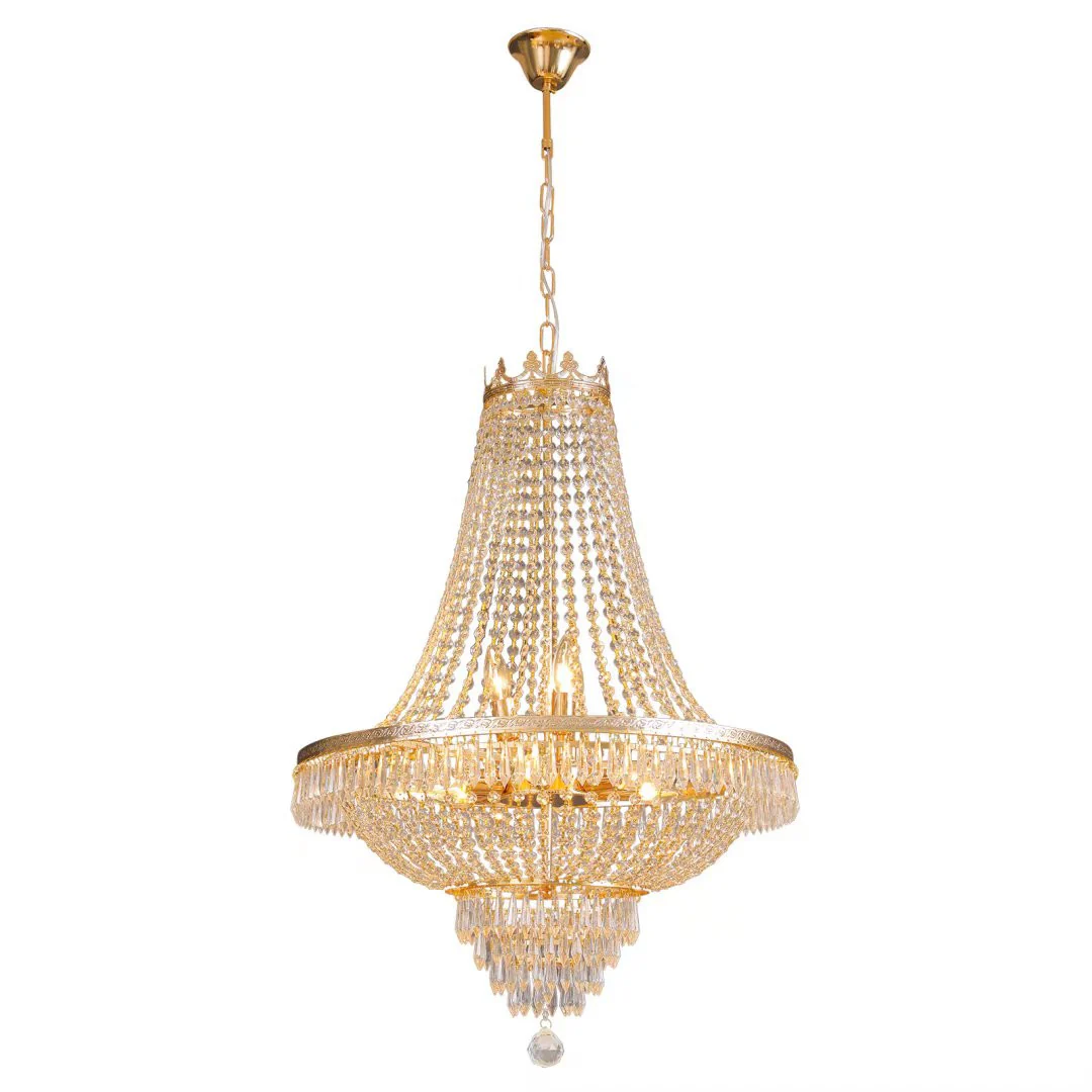 Classy Glam Gold Faux Crystal Chandelier By Homeroots - Image 5