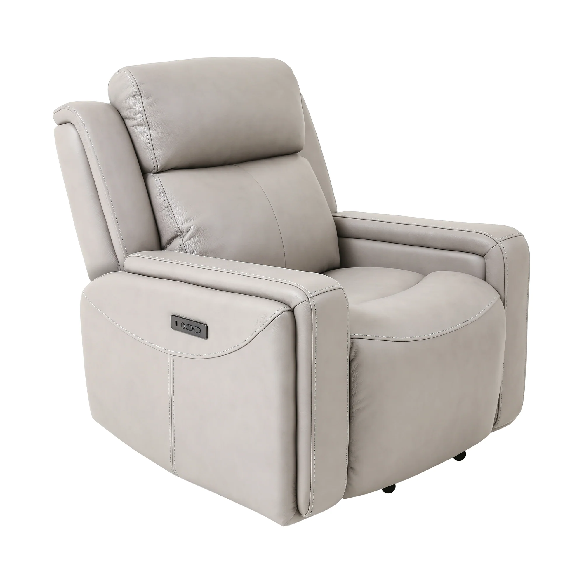 Claude Dual Power Headrest and Lumbar Support Recliner Chair in Light Grey Genuine Leather By Armen Living - Image 2