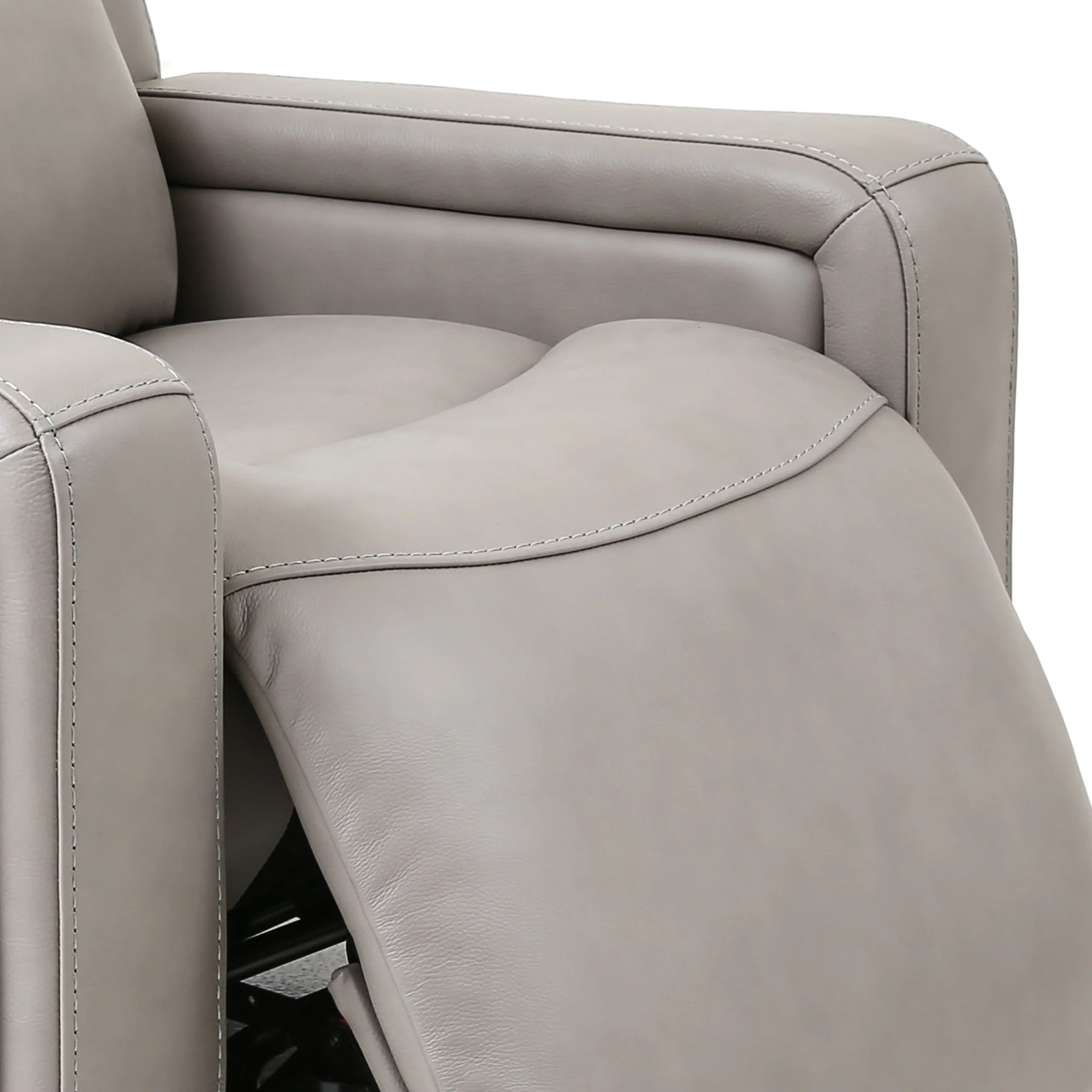 Claude Dual Power Headrest and Lumbar Support Recliner Chair in Light Grey Genuine Leather By Armen Living - Image 7
