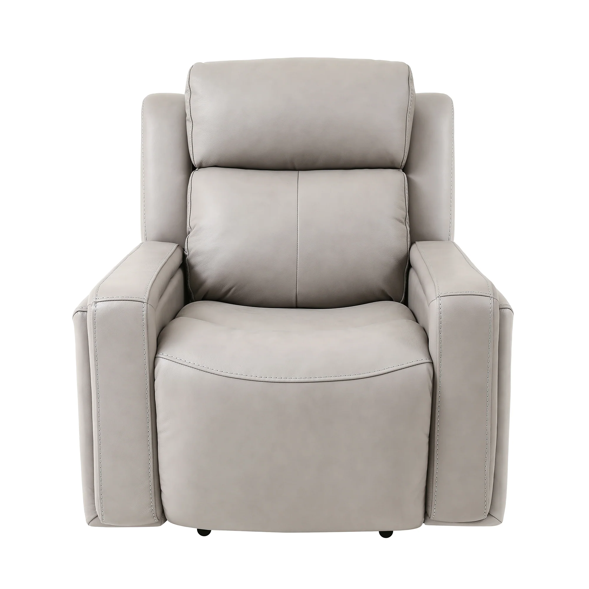 Claude Dual Power Headrest and Lumbar Support Reclining 2 Piece Sofa and Recliner Set in Light Grey Genuine Leather By Armen Living - Image 5