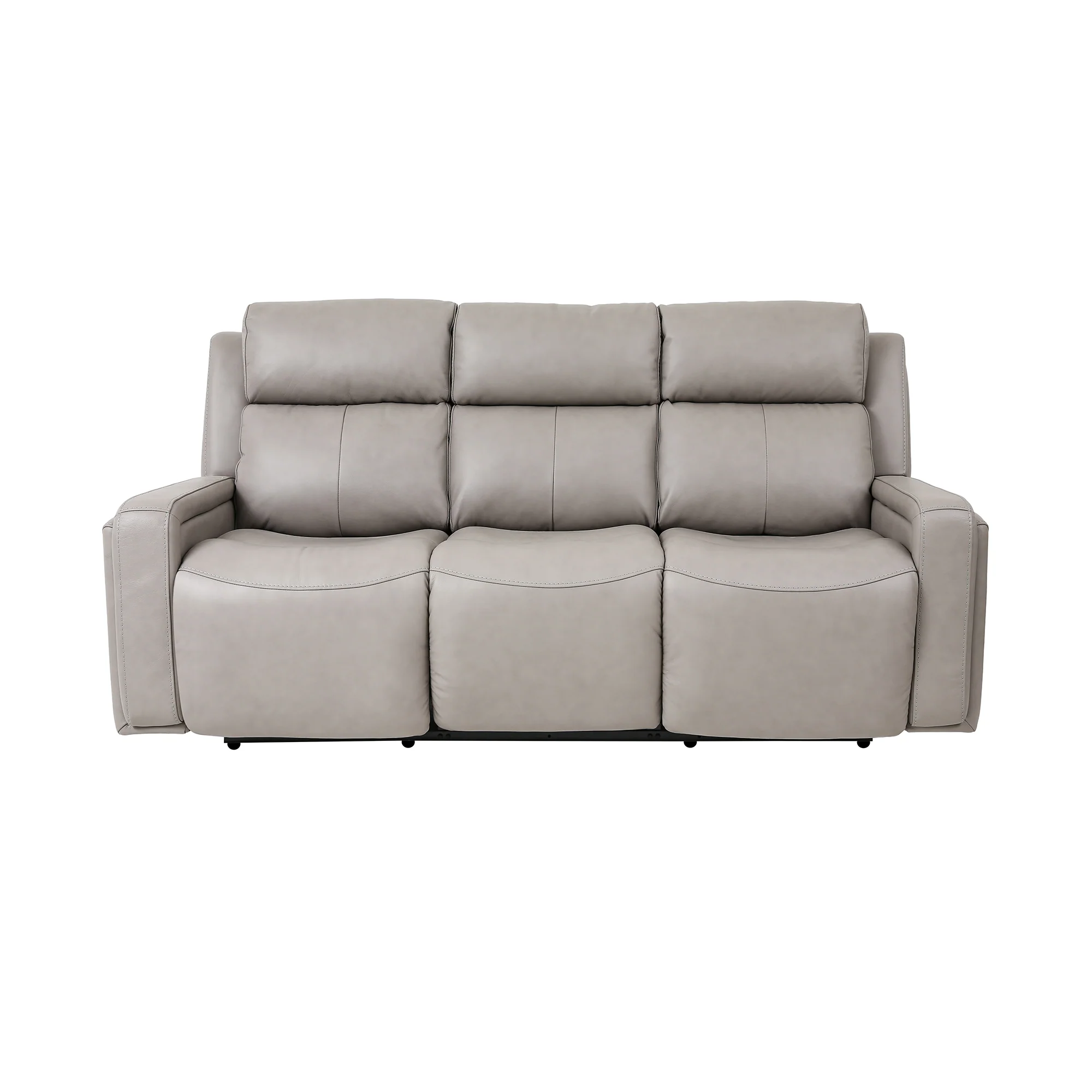 Claude Dual Power Headrest and Lumbar Support Reclining Sofa in Light Grey Genuine Leather By Armen Living - Image 2