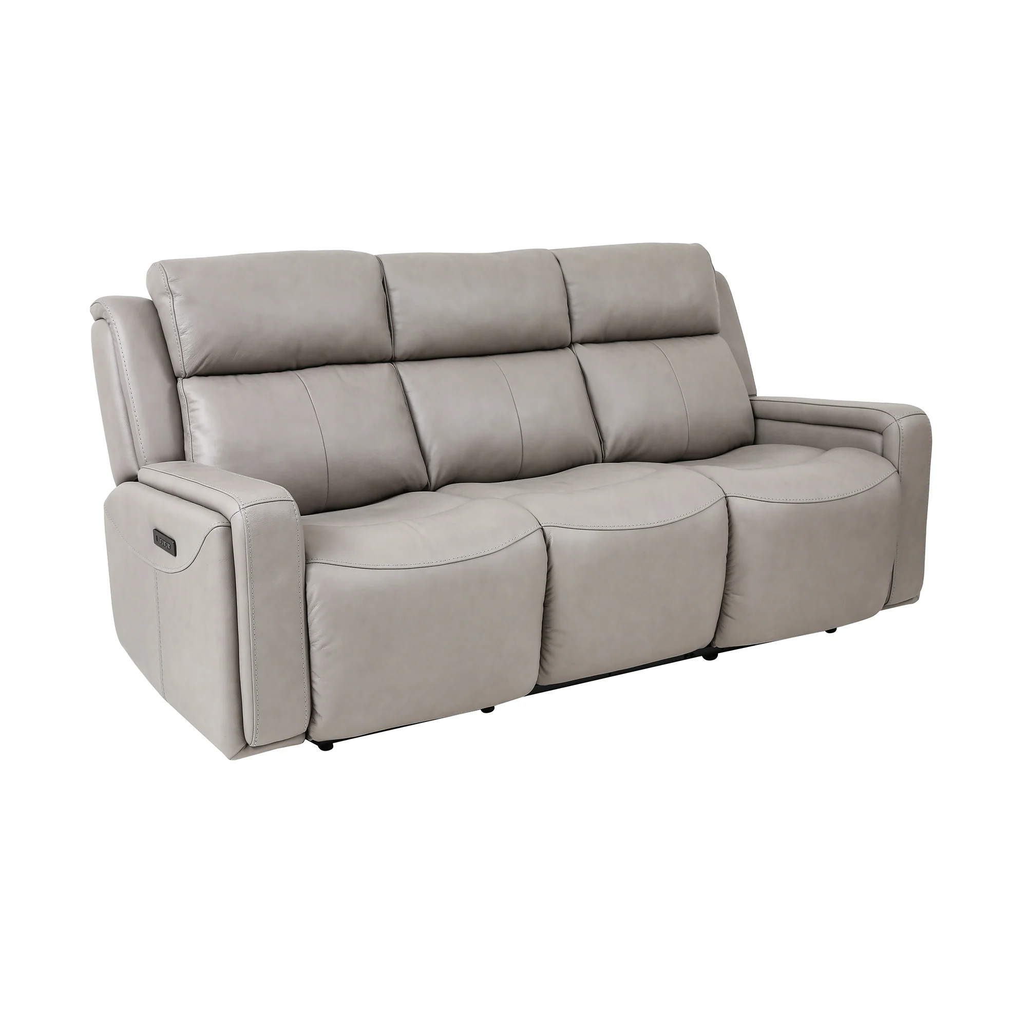 Claude Dual Power Headrest and Lumbar Support Reclining Sofa in Light Grey Genuine Leather By Armen Living - Image 4