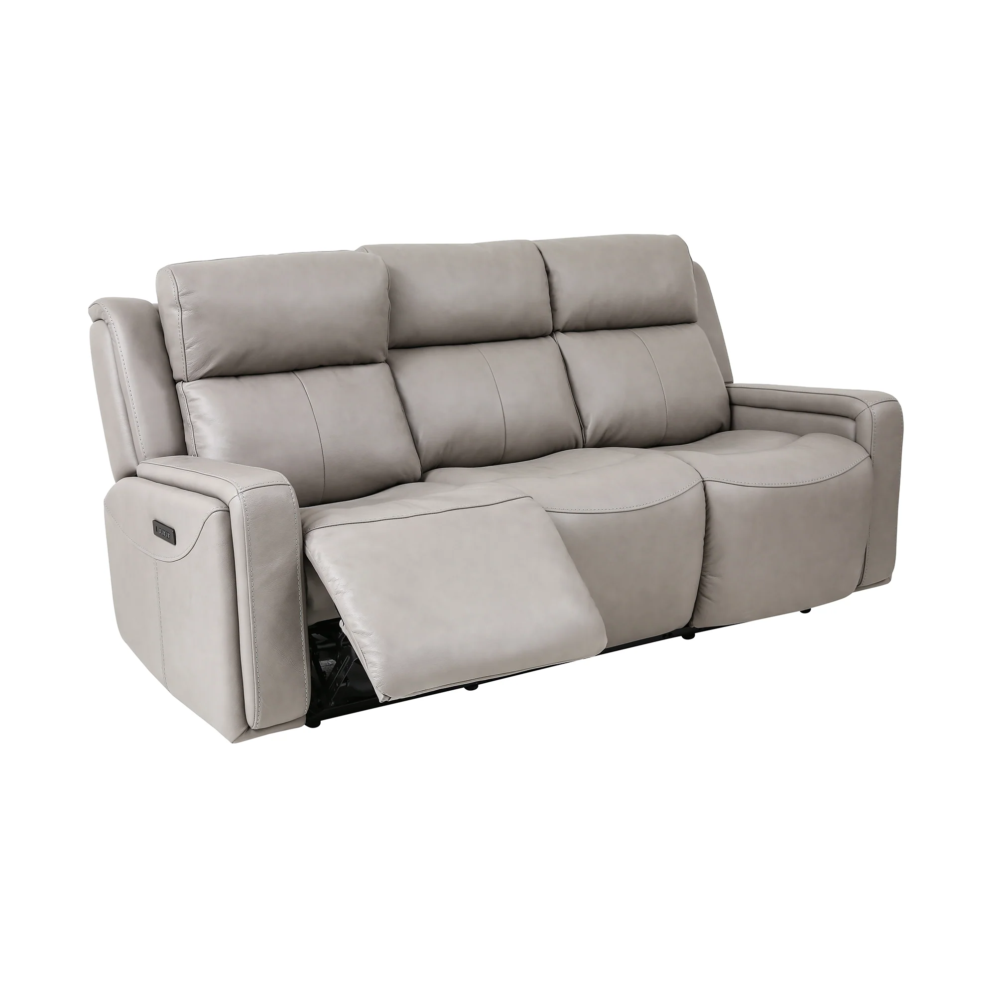 Claude Dual Power Headrest and Lumbar Support Reclining Sofa in Light Grey Genuine Leather By Armen Living - Image 5