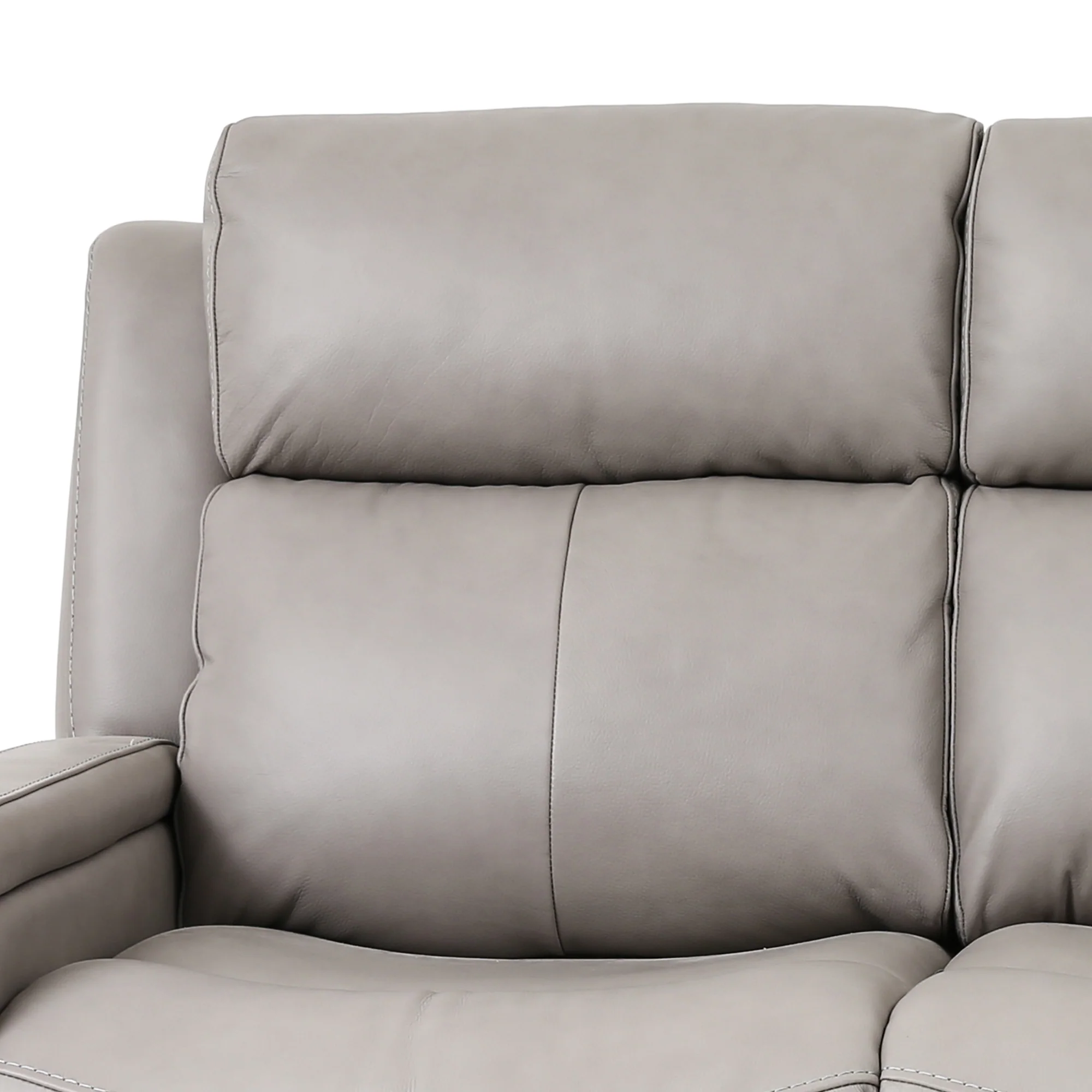 Claude Dual Power Headrest and Lumbar Support Reclining Sofa in Light Grey Genuine Leather By Armen Living - Image 6