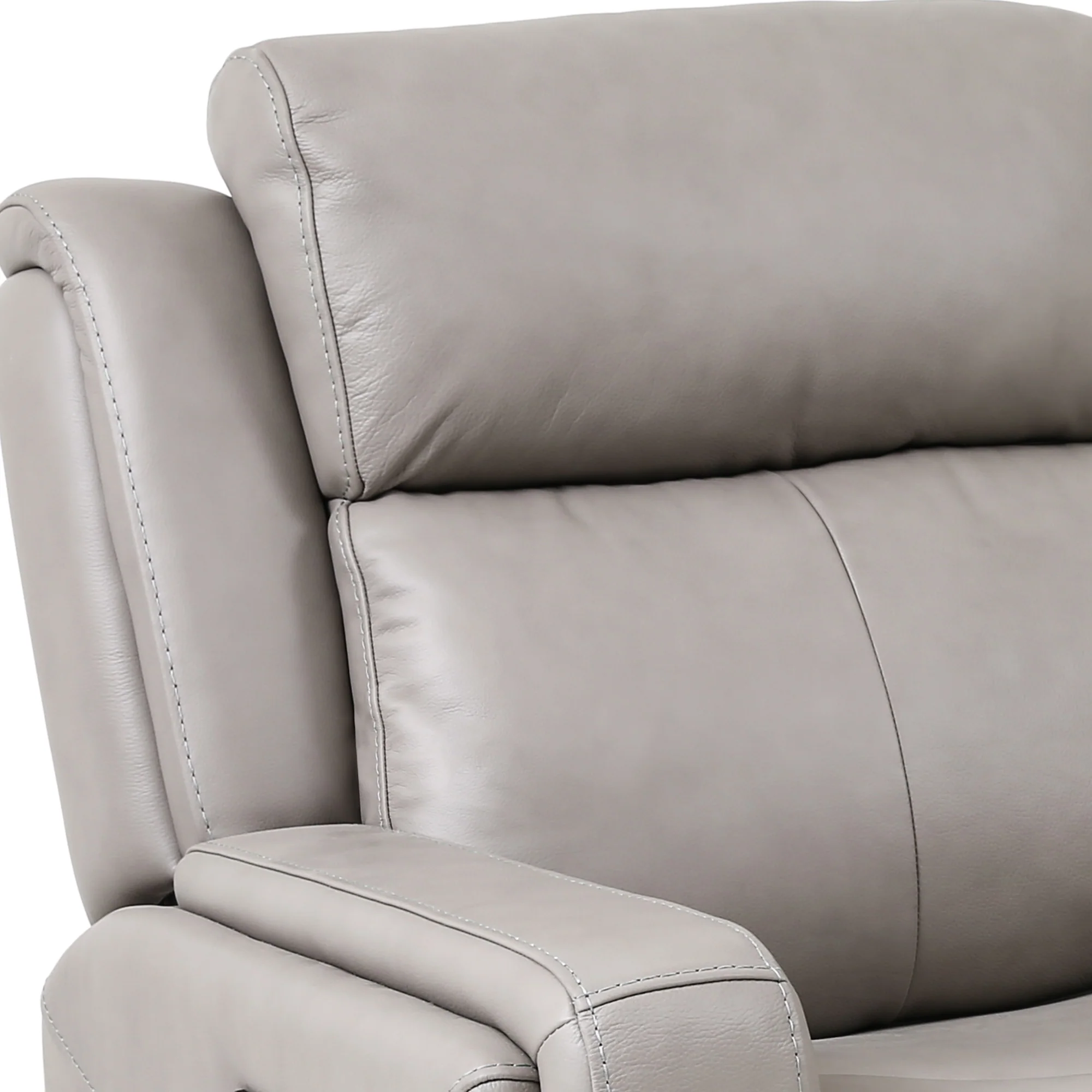 Claude Dual Power Headrest and Lumbar Support Reclining Sofa in Light Grey Genuine Leather By Armen Living - Image 7
