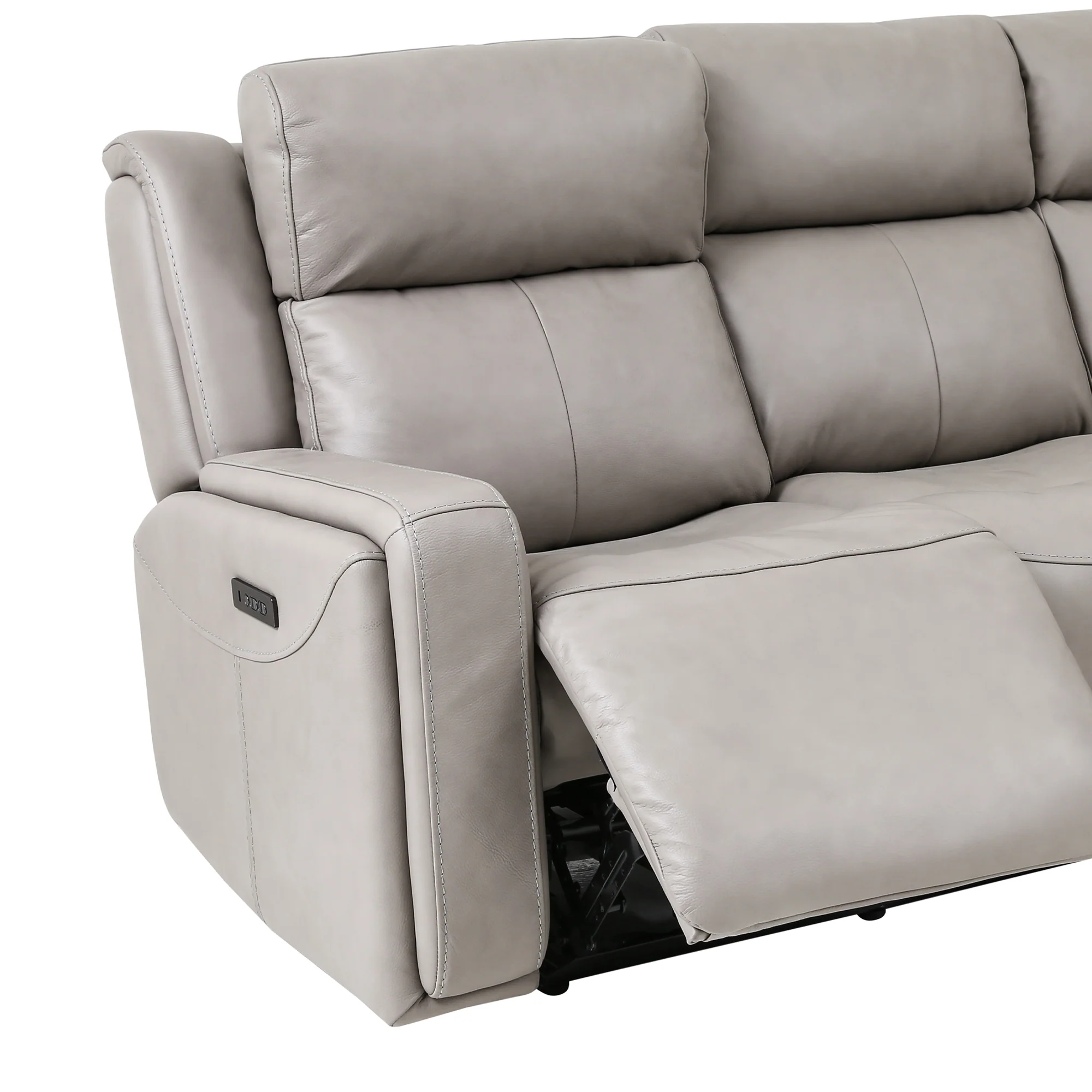 Claude Dual Power Headrest and Lumbar Support Reclining Sofa in Light Grey Genuine Leather By Armen Living - Image 8