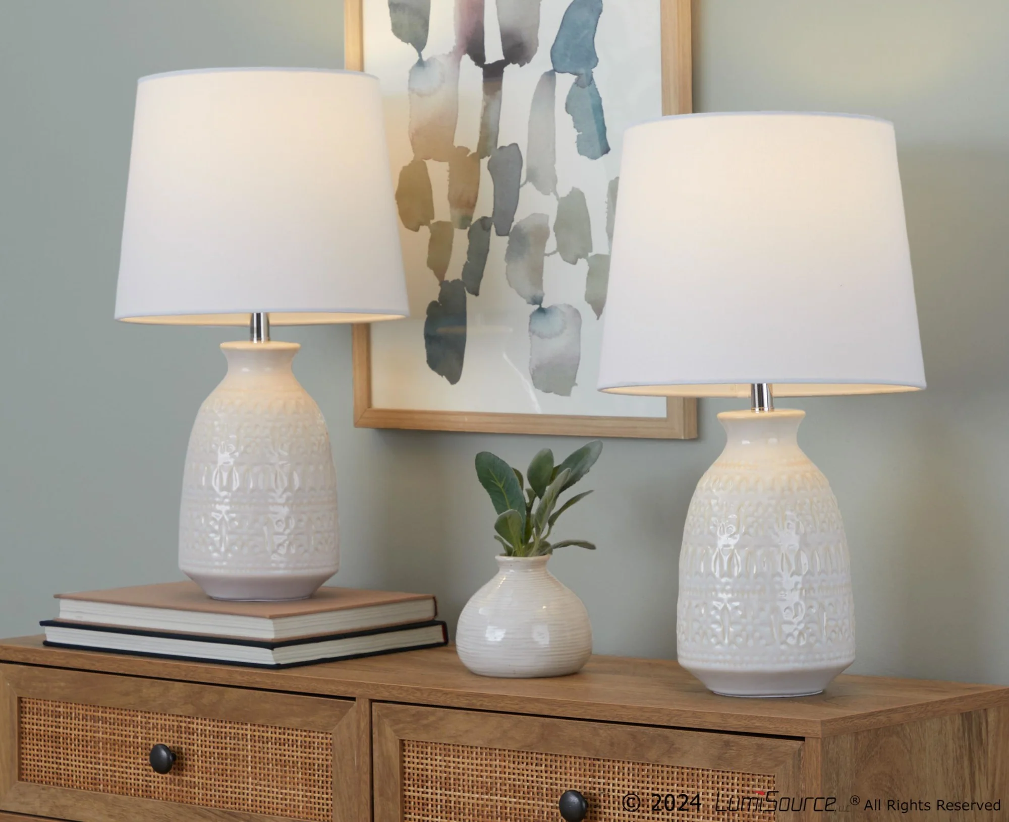 Claudia 20" Ceramic Accent Lamp - Set of 2 By LumiSource - GTE20-CLAUDIA GNPNIW2 - Image 11